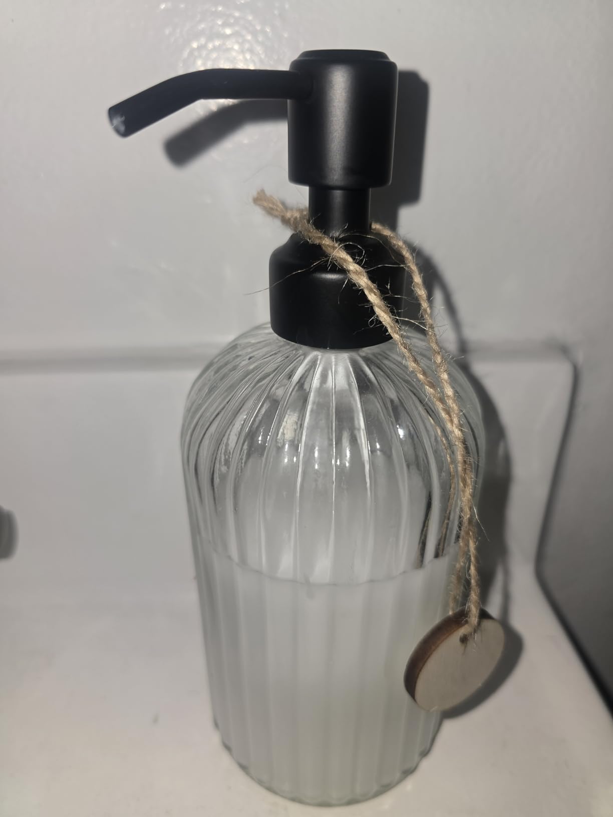 JASAI 18 Oz Clear Glass Soap Dispenser with Rust Proof Stainless Steel Pump | Refillable Liquid Hand soap Dispenser for Bathroom, Premium Kitchen Soap Dispenser (Clear) customer photo 1