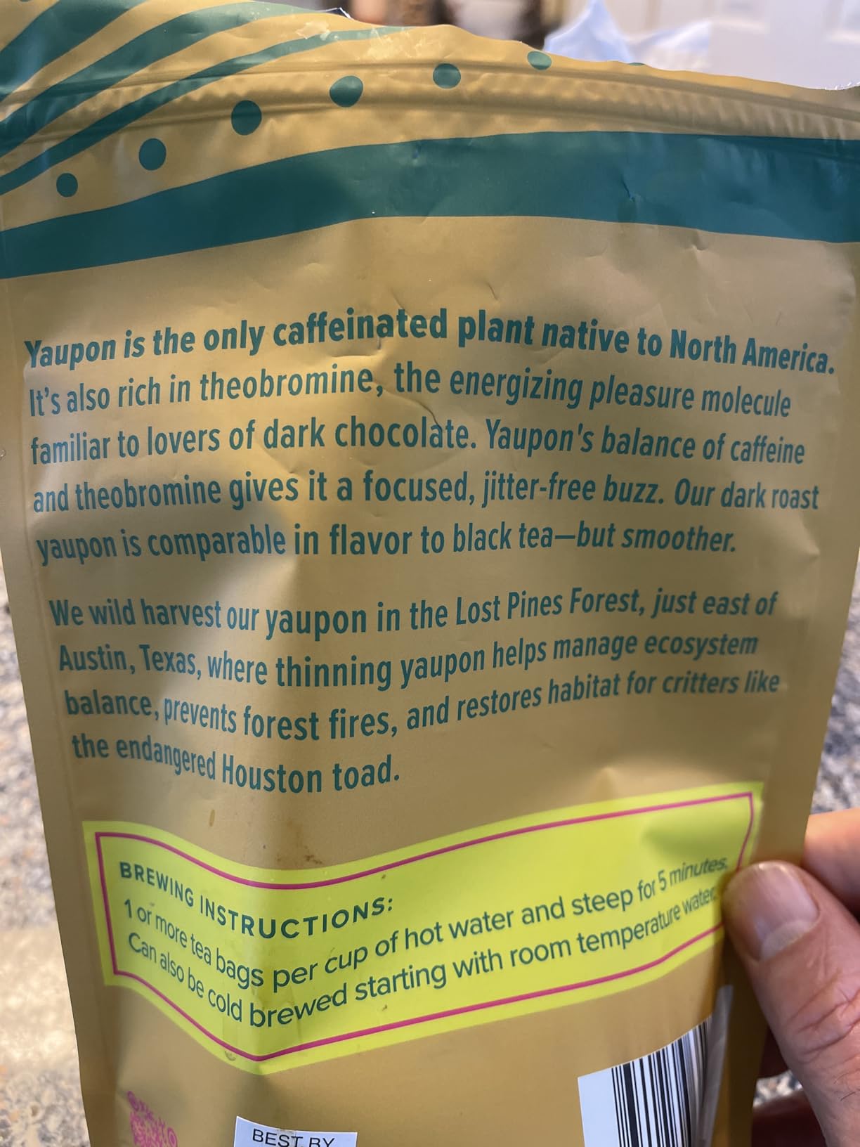 𝗟𝗢𝗦𝗧 𝗣𝗜𝗡𝗘𝗦 𝗬𝗔𝗨𝗣𝗢𝗡 𝗧𝗘𝗔 Dark Roast, 50 Tea Bags - Regenertative, sustainable, wild harvested yaupon, the only caffeinated plant native to North America customer photo 1