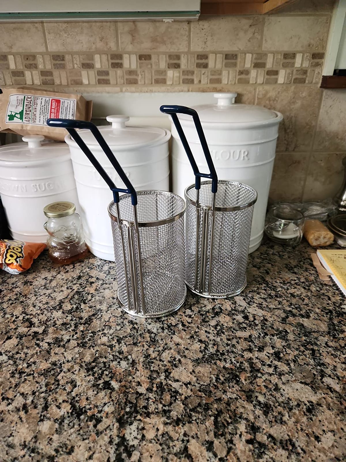 Lot45 Pasta Strainer with Handle 1 Pack - Stainless Steel Boiling Blanching Basket - 1 Pound Noodle Strainer for Restaurant Kitchen - Cylindrical Colander for Spaghetti, Ramen, Pho, and Veggies customer photo 2