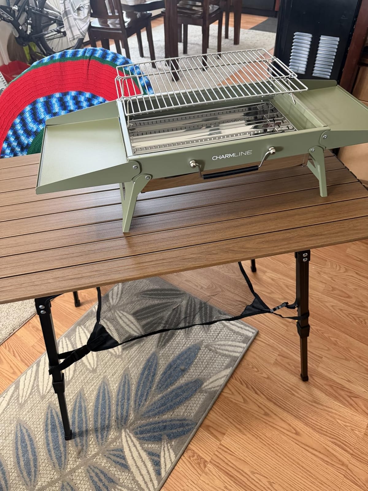 Portal Outdoor Folding Portable Picnic Camping Table with Adjustable Height Aluminum Roll Up Table Top Mesh Layer, Silver customer photo 1