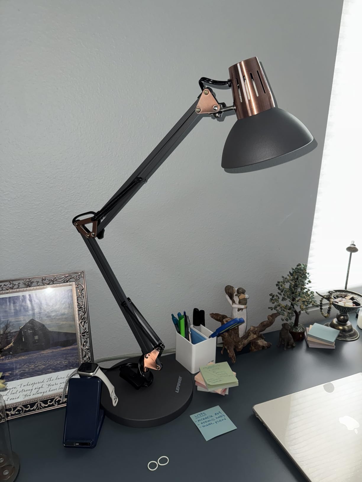 LEPOWER Metal Adjustable Desk Lamp with Clamp, Swing Arm for Home Office customer photo 2