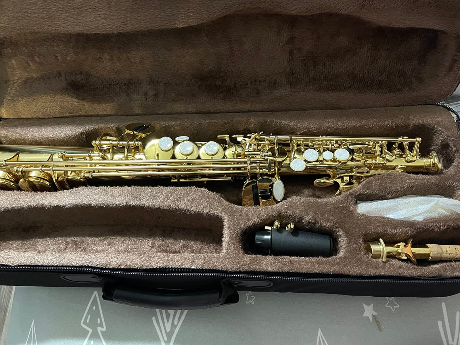 EASTROCK Bb Straight Soprano Saxophone Golden for Beginners Students customer photo 1