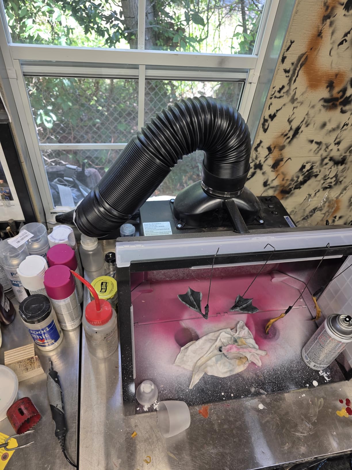 Master Airbrush Large Portable Airbrush Spray Booth Station with LED Lights | 25W Fan, Turntable & 6' Exhaust Hose, 22.25