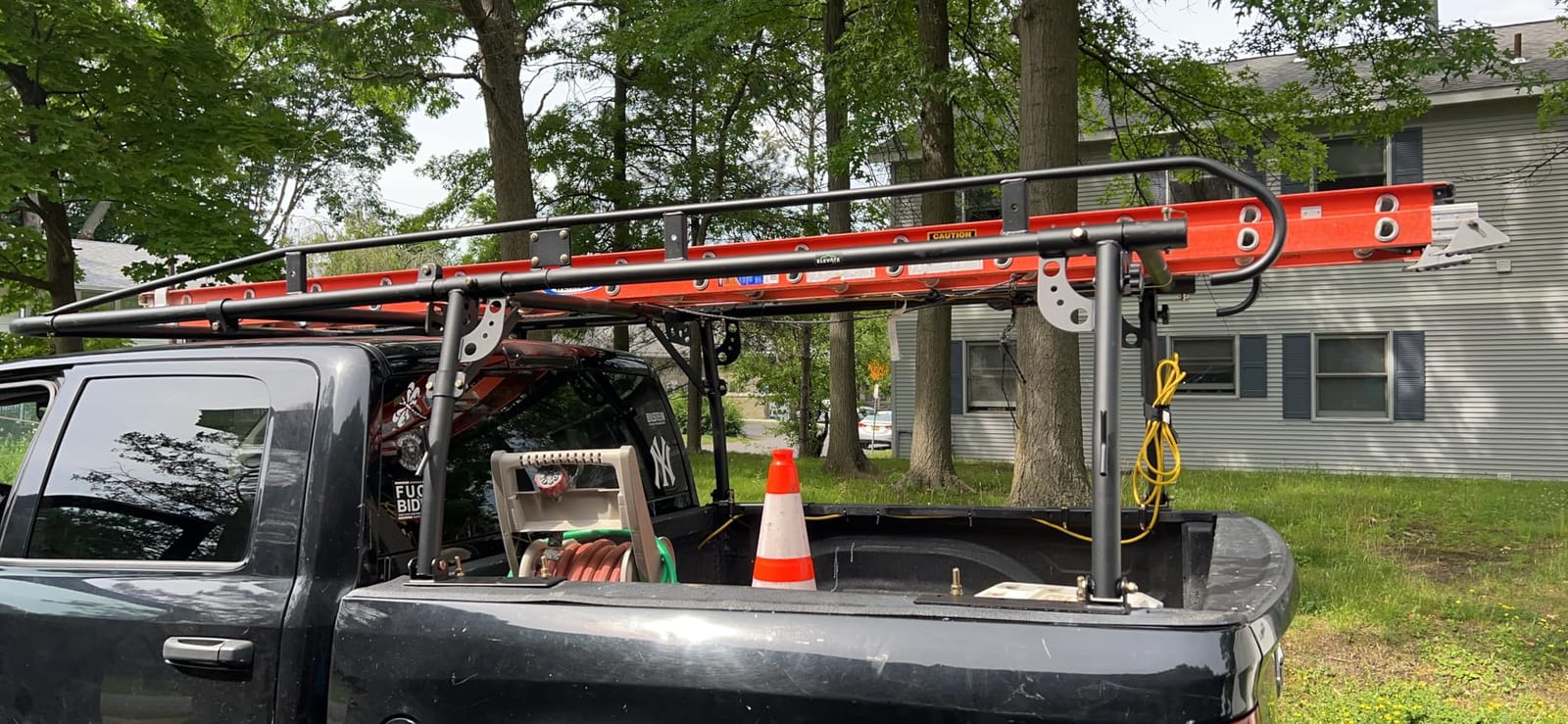 Outdoor Steel Over-Cab Truck Rack, 1,500 lb Capacity - Heavy-Duty Powder-Coated Steel, Adjustable Width, No-Drill Clamp-On Install customer photo 1