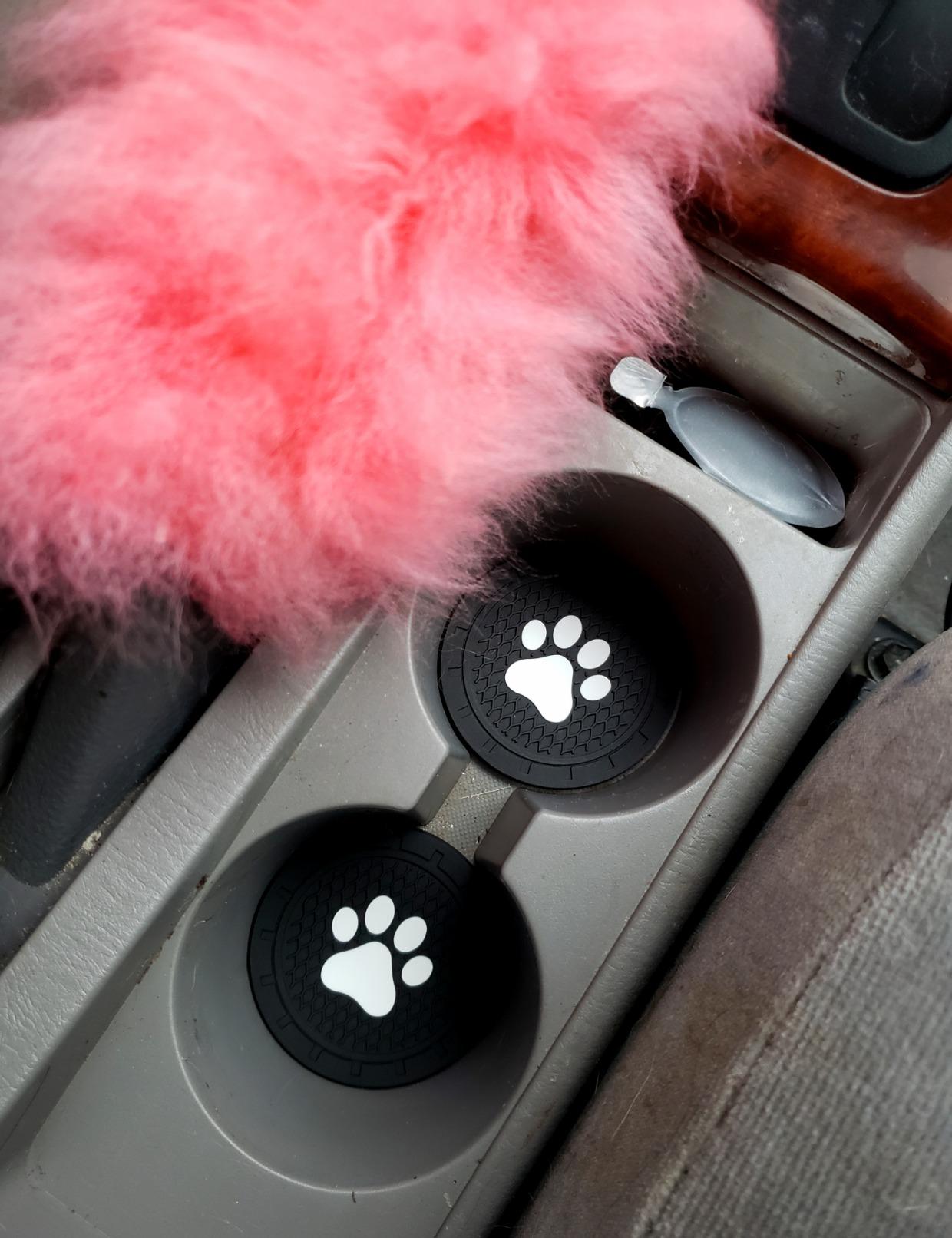 BukNikis Car Cup Holder Coasters-Car Interior Accessories 2.75 inch Silicone Anti Slip Cute Dog Paw Car Coaster -Universal (Pack of 2) customer photo 2