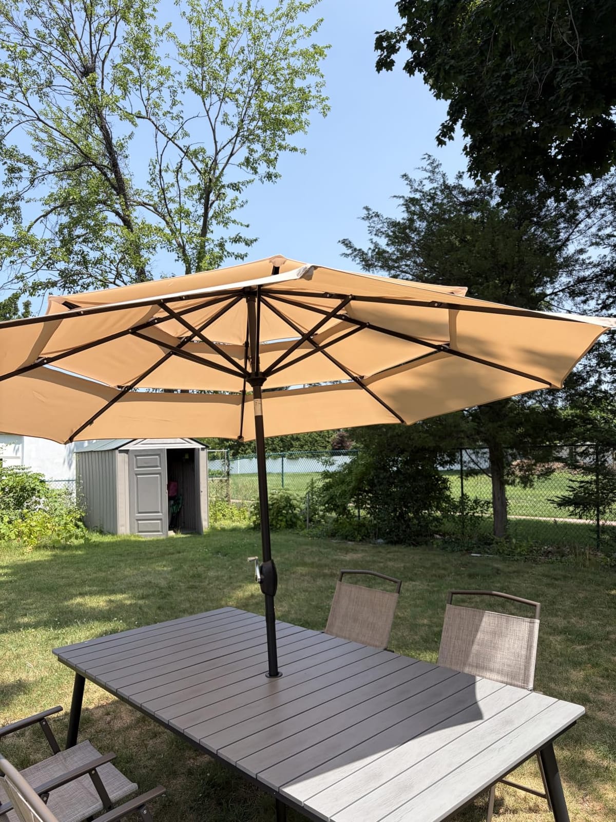 PHI VILLA 10ft Outdoor Patio Umbrellas, 3 Tier Vented Table Umbrella, Navy customer photo 2