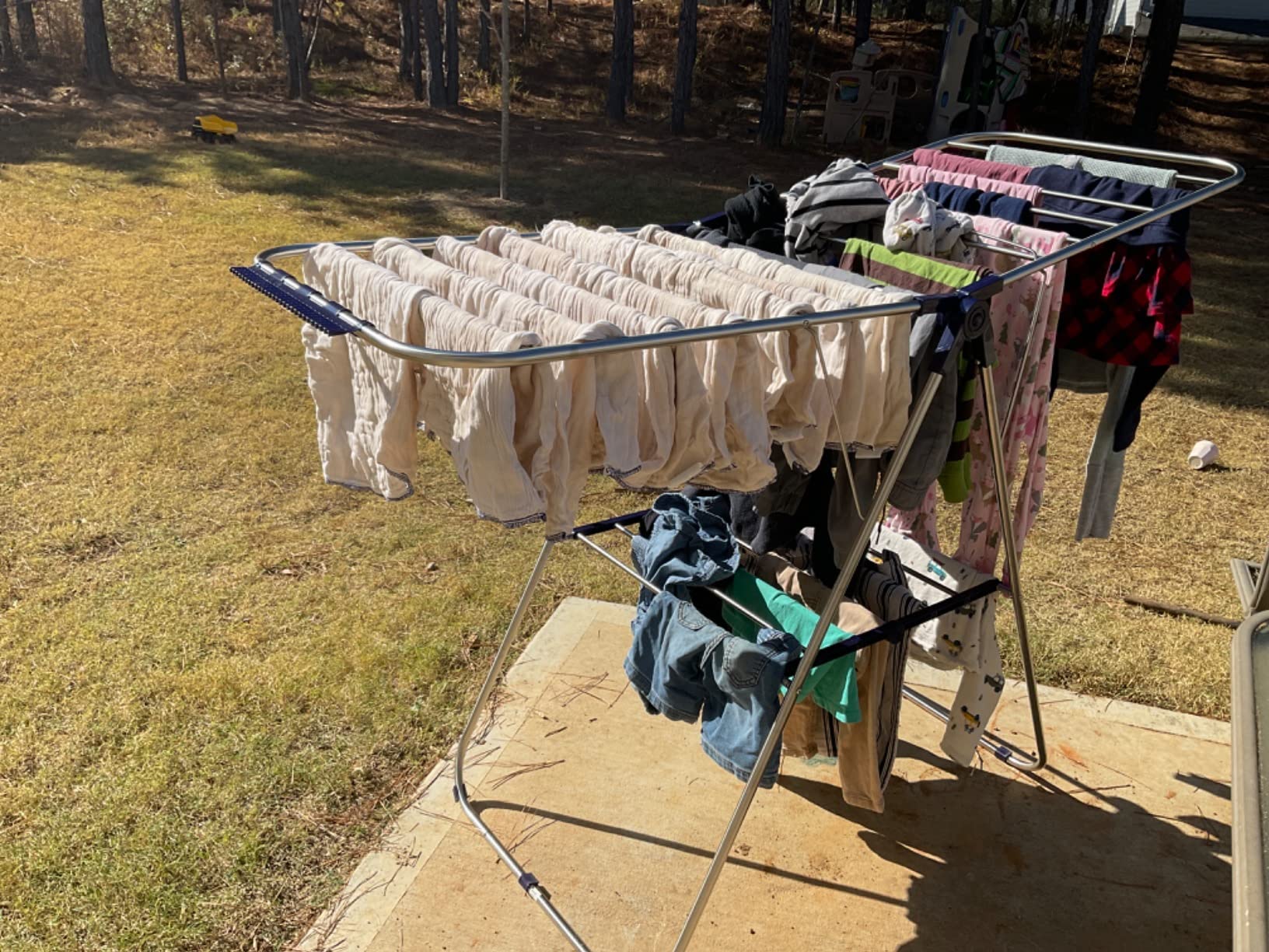 SONGMICS Clothes Drying Rack, Foldable 2-Level Stee Laundry Drying Rack customer photo 2