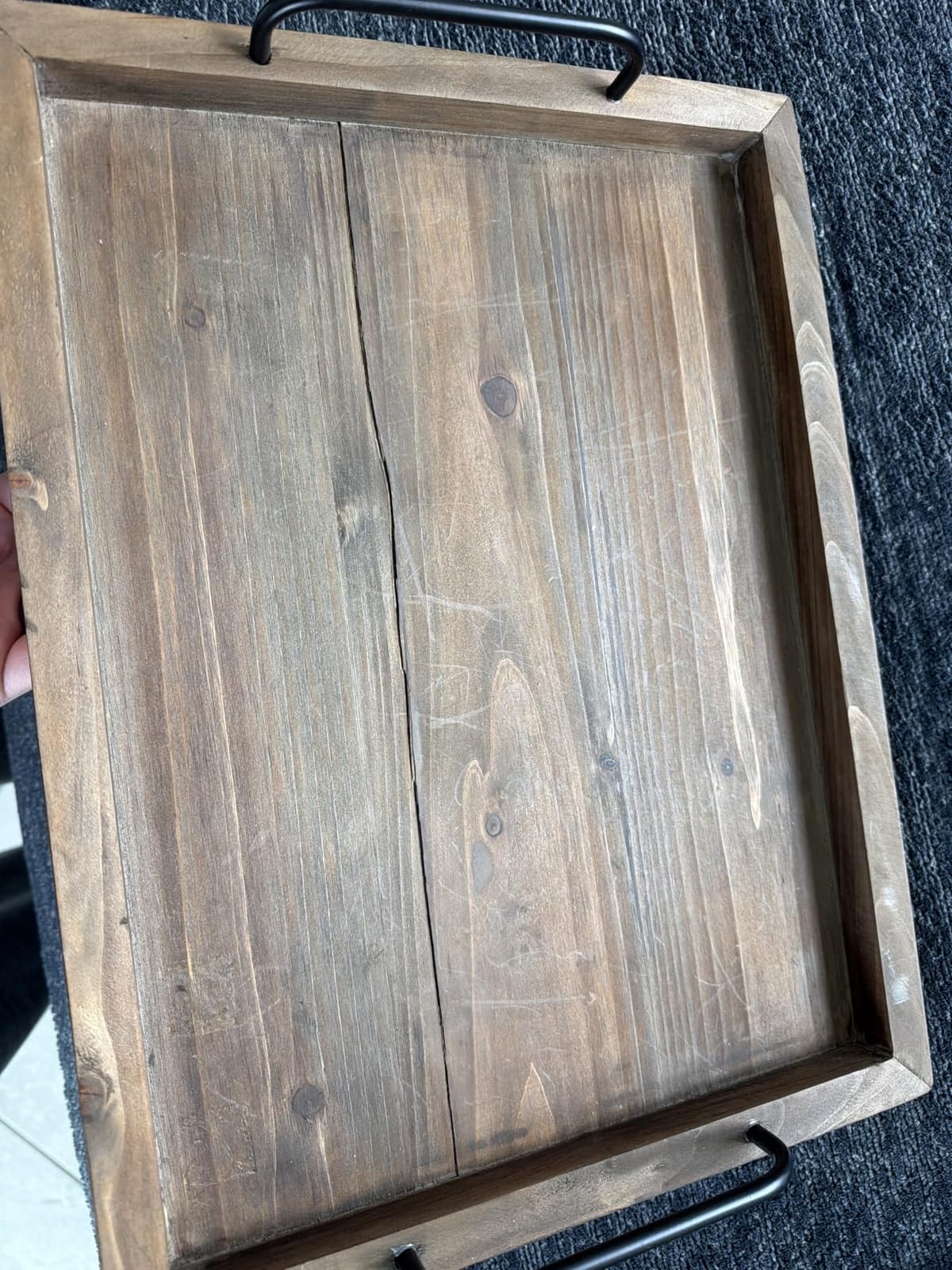 Besti Rustic Vintage Food Serving Trays (Set of 2) | Nesting Wooden Board with Metal Handles | Stylish Farmhouse Decor Serving Platters | Large: 15 x2 x11 - Small: 13 x2 x9 inches (Rustic Burnt) customer photo 1