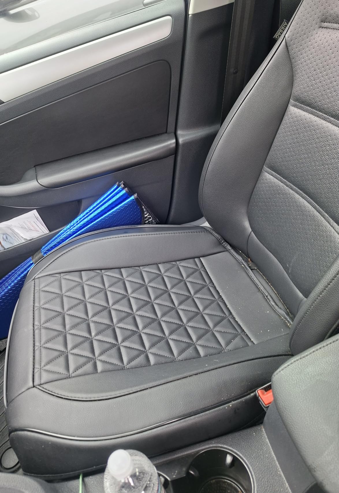 Black Panther Luxury Polyvinyl Car Seat Cover Front Bottom Seat Cushion Cover, Anti-Slip and Wrap Around The Bottom, Fits 95% of Vehicles - 1 Piece, Beige customer photo 2