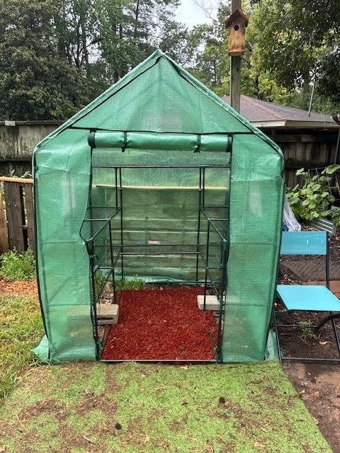 Ohuhu Greenhouse for Outdoors with Mesh Side Windows, 3 Tiers 4 Shelves Small Walk-In Green House Plant Stands Plastic PE Cover Outside Portable Warm House for Seedling Flowers Growing, 4.8x2.5x6.4 FT customer photo 2