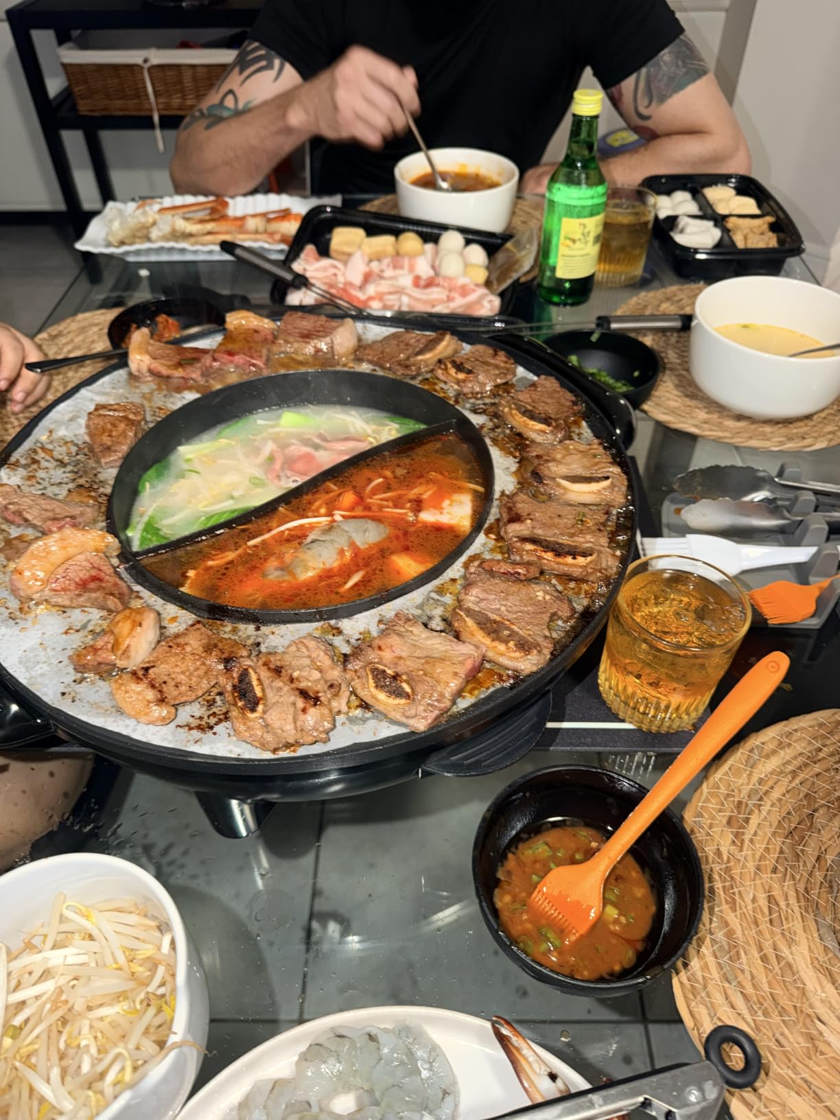 Food Party Hot Pot with Grill 2 in 1 Electric Smokeless Grill and Hotpot Pot Combo Korean BBQ Grill 110V 1700W customer photo 1