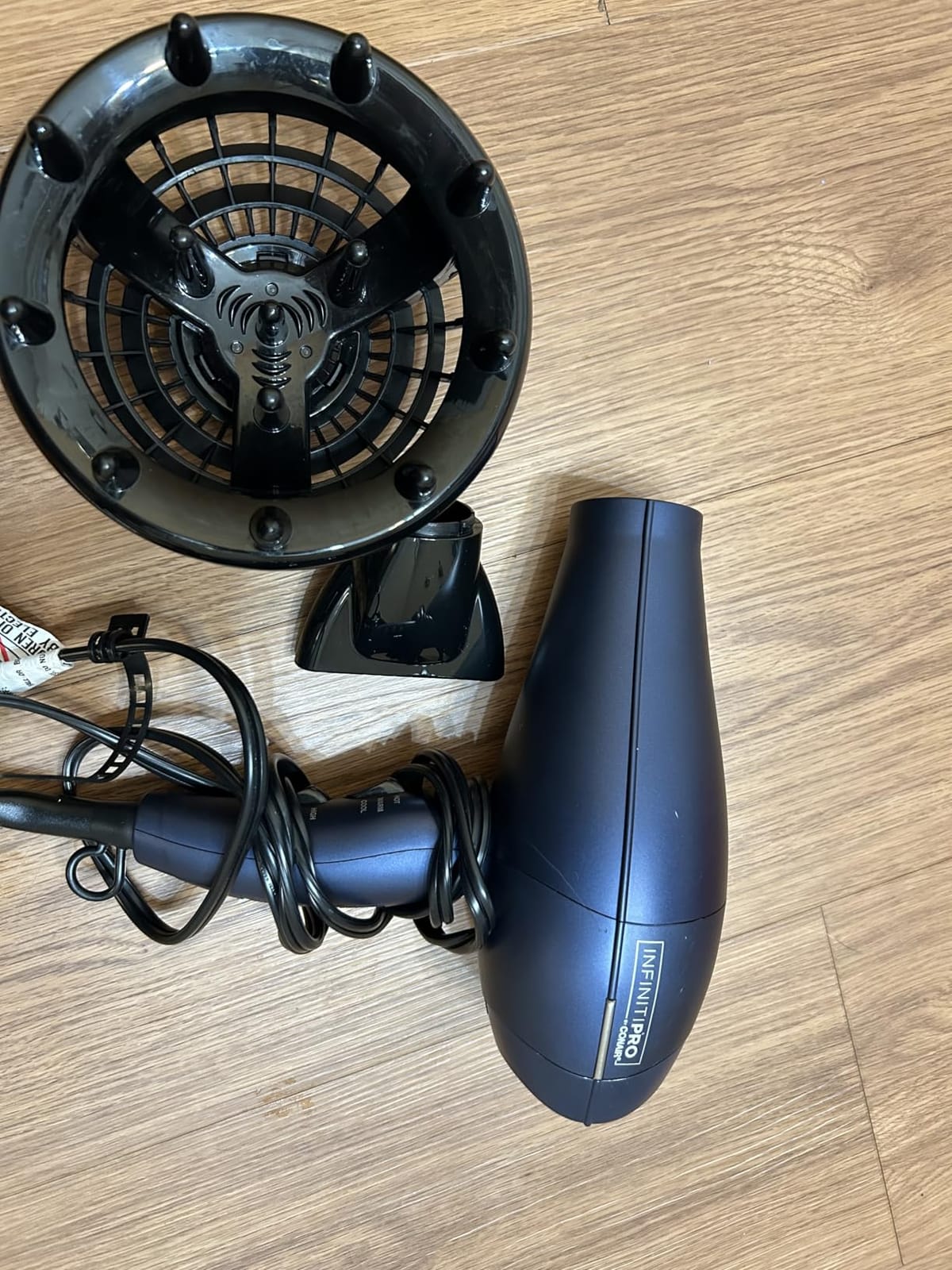 Conair Hair Dryer with Multi-Chamber Hair Diffuser Attachment, Dark Blue customer photo 1