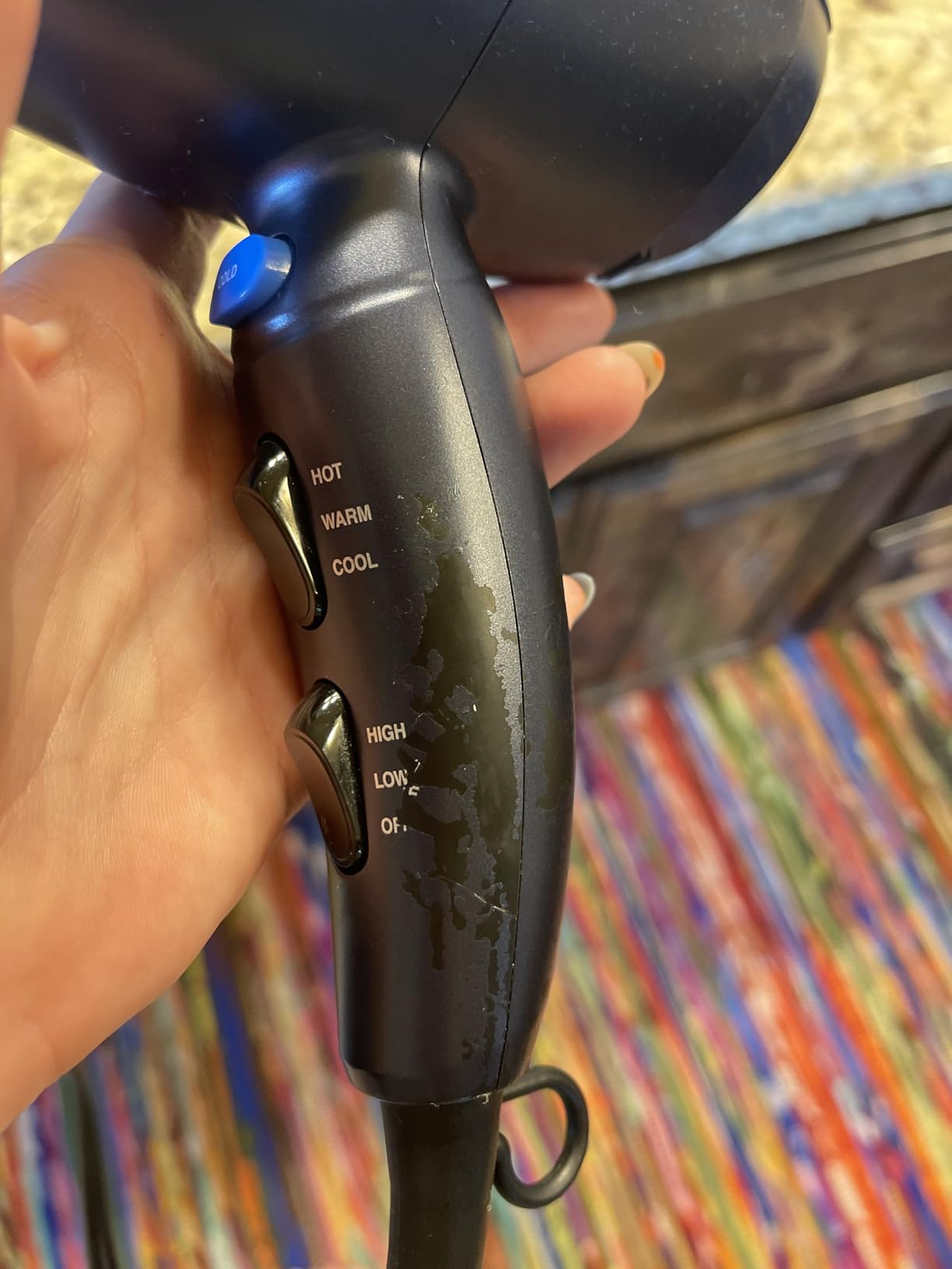 Conair Hair Dryer with Multi-Chamber Hair Diffuser Attachment, Dark Blue | 1875W blow dryer for curly, coily, and wavy hair, ionic and ceramic technology help reduce frizz and protect curls customer photo 2