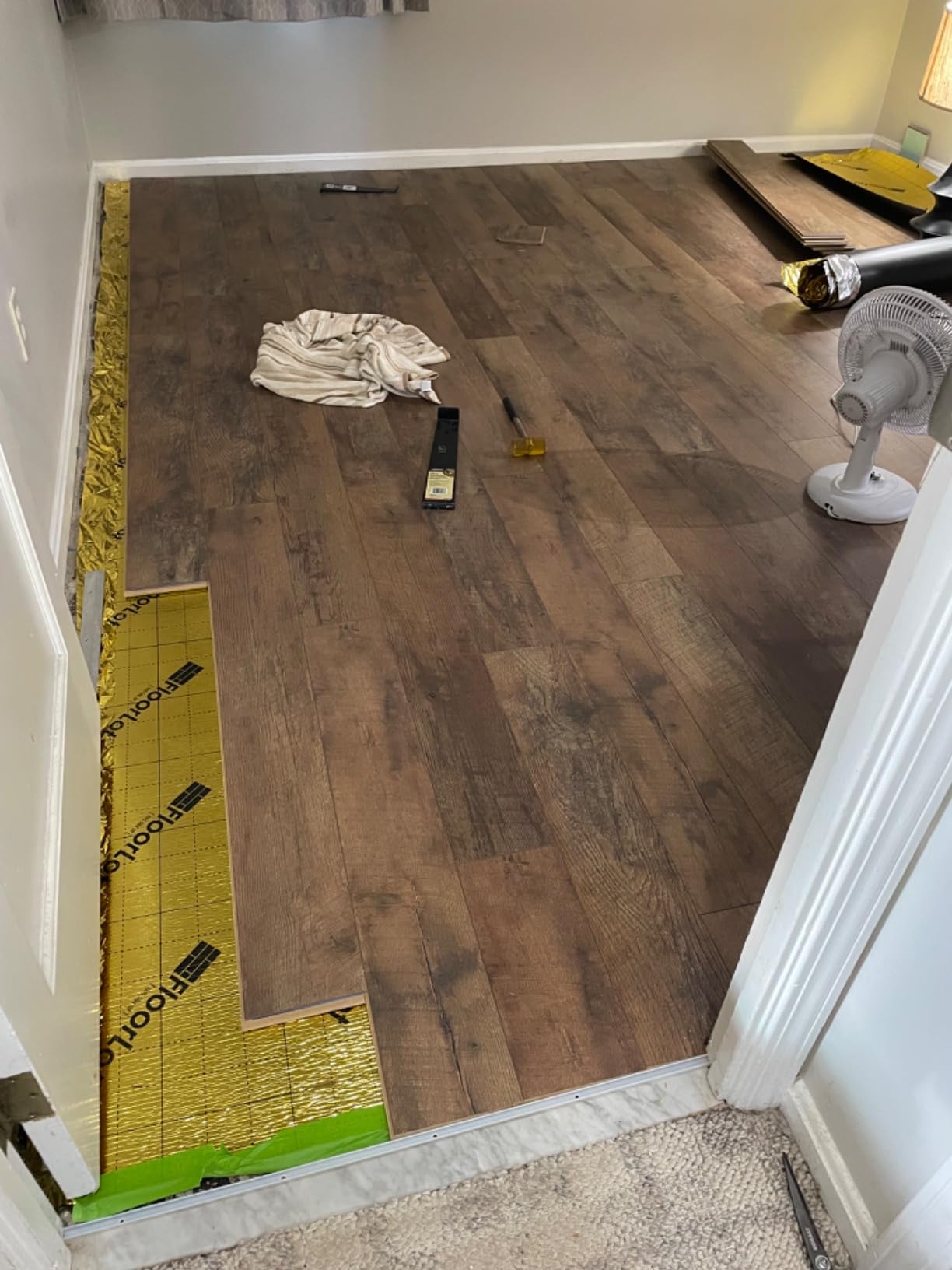 GoldMax Premium Floor Underlayment - 200 sqft Roll - 3mm Thick - with Moisture Barrier customer photo 2