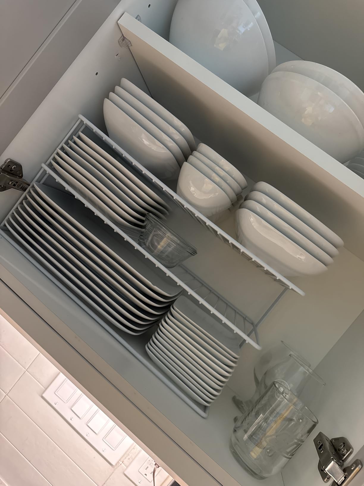 Amazon Basics Space-Saving Stackable Metal Kitchen Cabinet Organizer Shelves for Dishes, Pantry Organization, 12.5