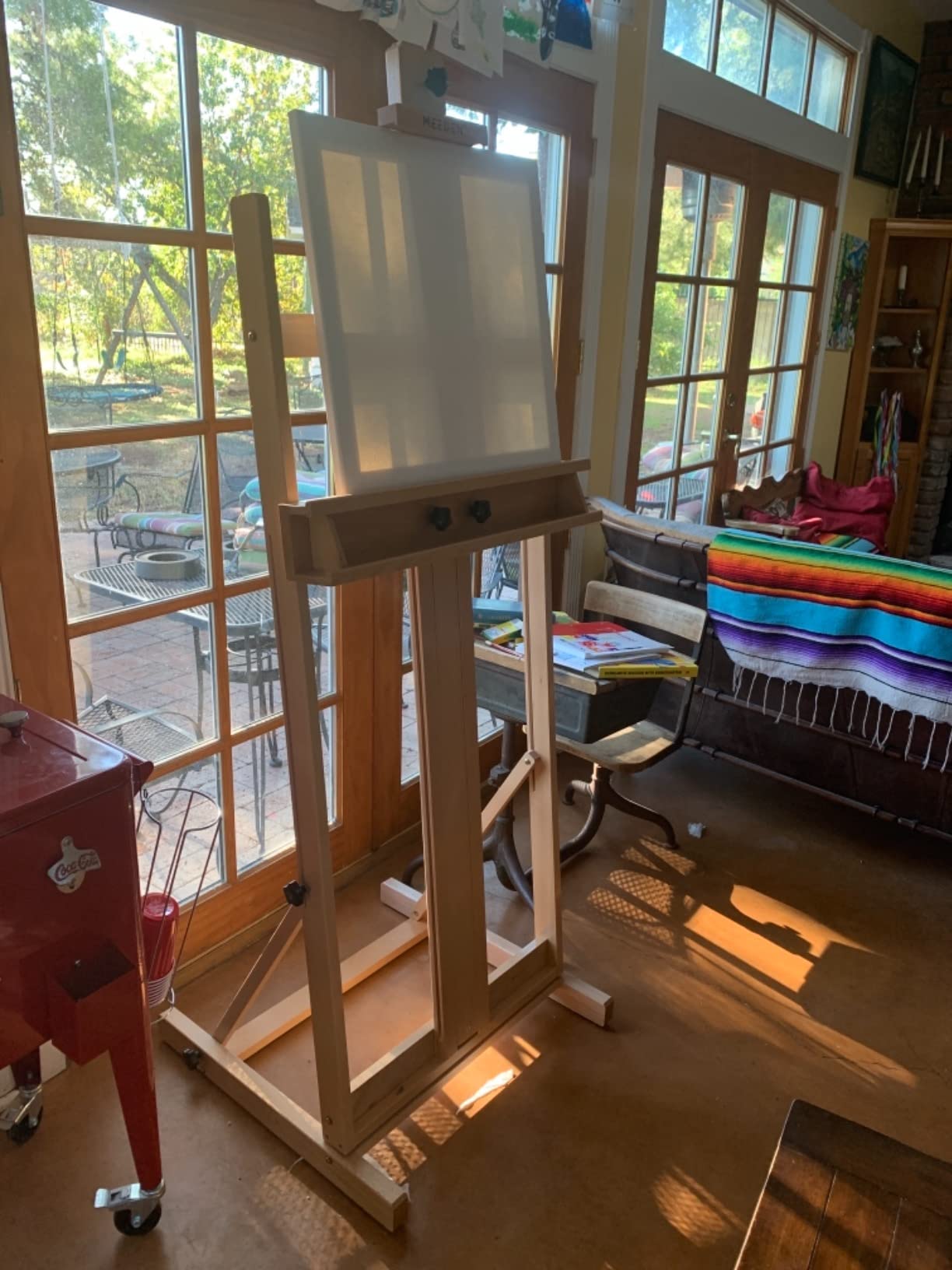 MEEDEN Large H-Frame Easel, Easel Stand for Paintings, Painting Easels, Easel Stand for Display, Solid Beechwood Wooden Easels for Painting Canvas, Holds Canvases Up to 78