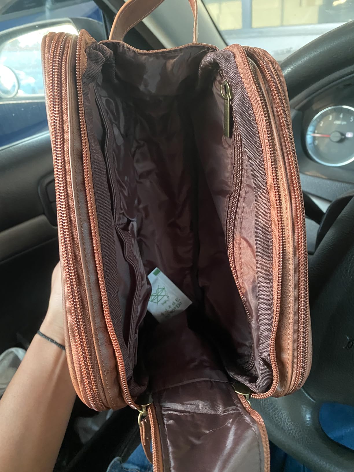 Elviros Toiletry Bag for Men PU Leather Shaving Dopp Kit (Large,Brown) customer photo 2