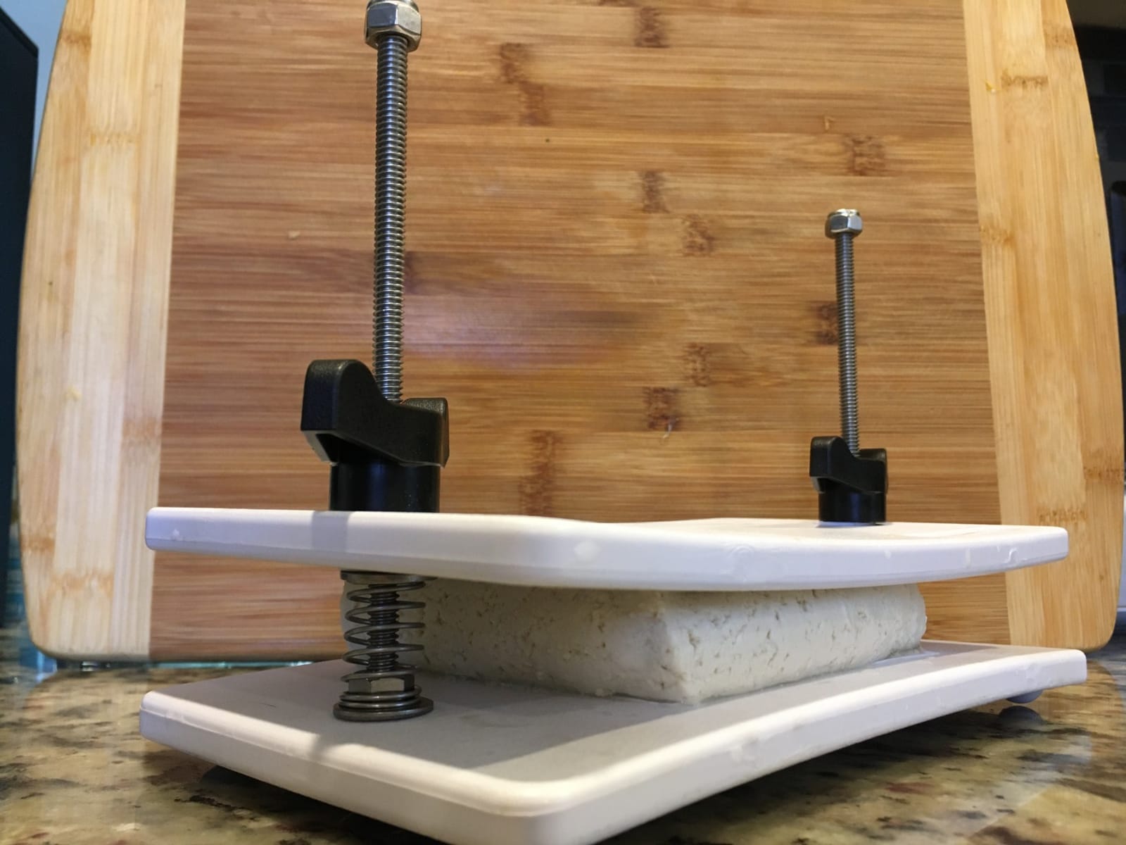 Extra Firm Tofu Press by Healthy Express - Premium Curved Plates for Superior Pressing Results on Firm and Extra Firm Tofu. Healthy Eating is Now Easier. (2-Post/2-Spring) customer photo 2