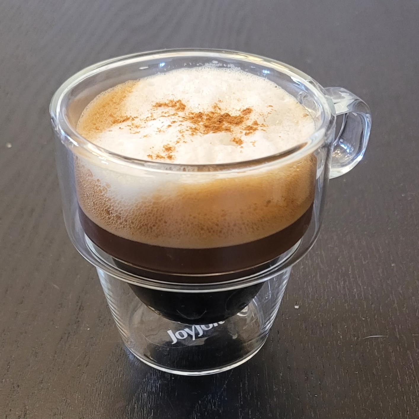 JoyJolt Stoiva Double Wall Insulated Espresso Glass Cups – 5 oz. (150 ml) Shot Cup with Handle – Stackable Thermal Clear Glass Cups, Fit for Espresso Machine and Coffee Maker – Set of 4 customer photo 1