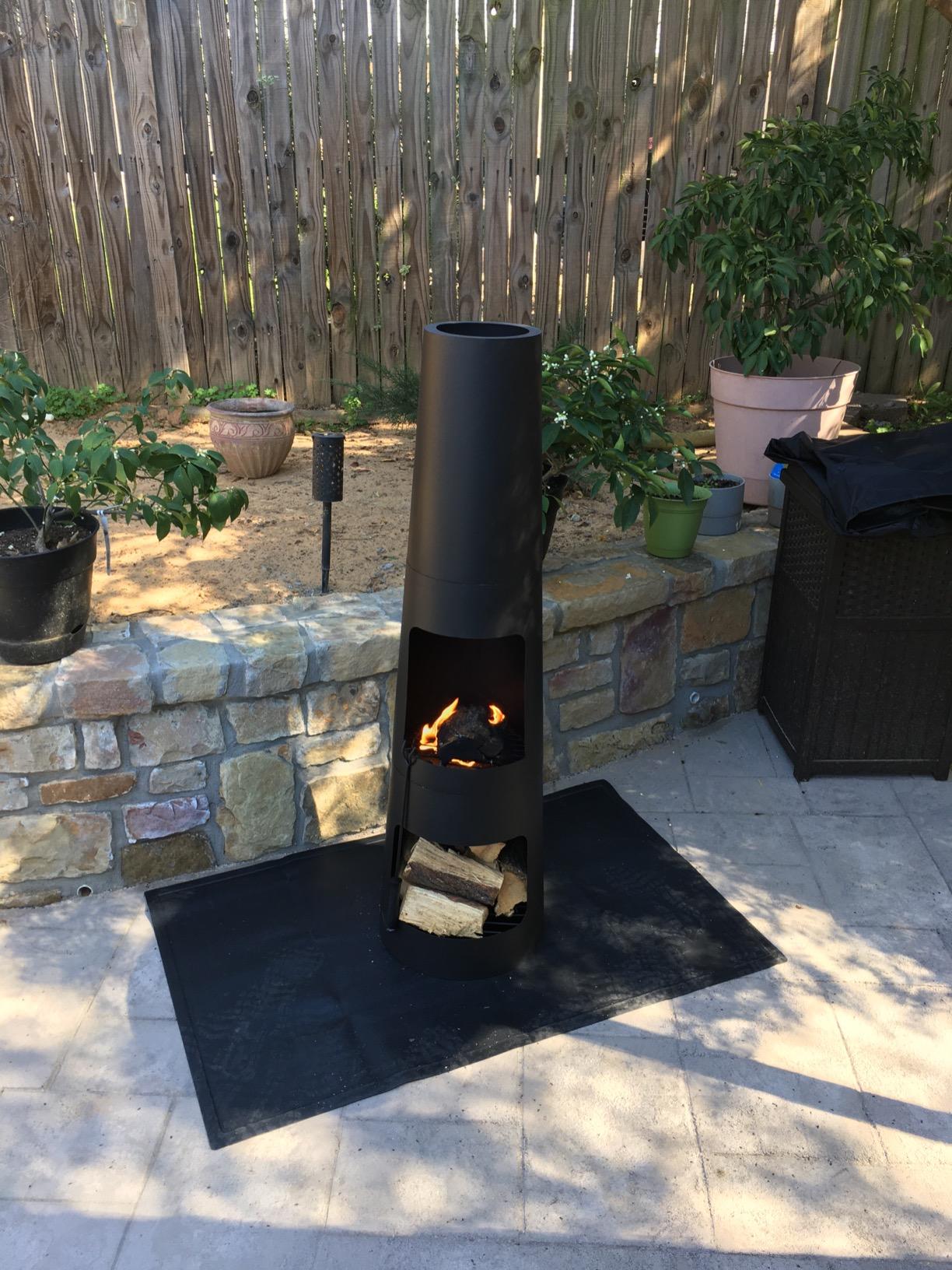 Sunnydaze Chiminea Outdoor Fireplace - Chiminea Fire Pit with Poker and Cover - Outdoor Wood-Burning Fire Pit - Black customer photo 1