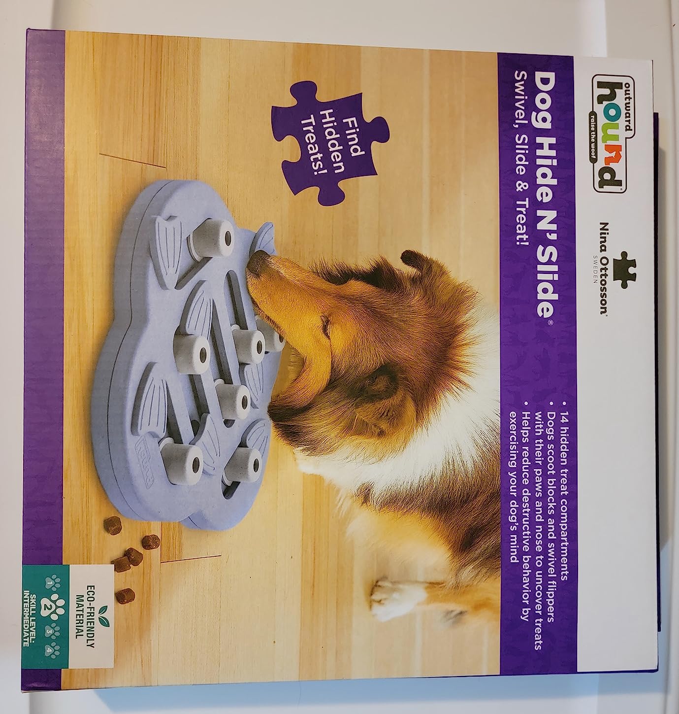 Outward Hound Nina Ottosson Dog Hide N' Slide Dog Toy Treat Puzzle, 11.6