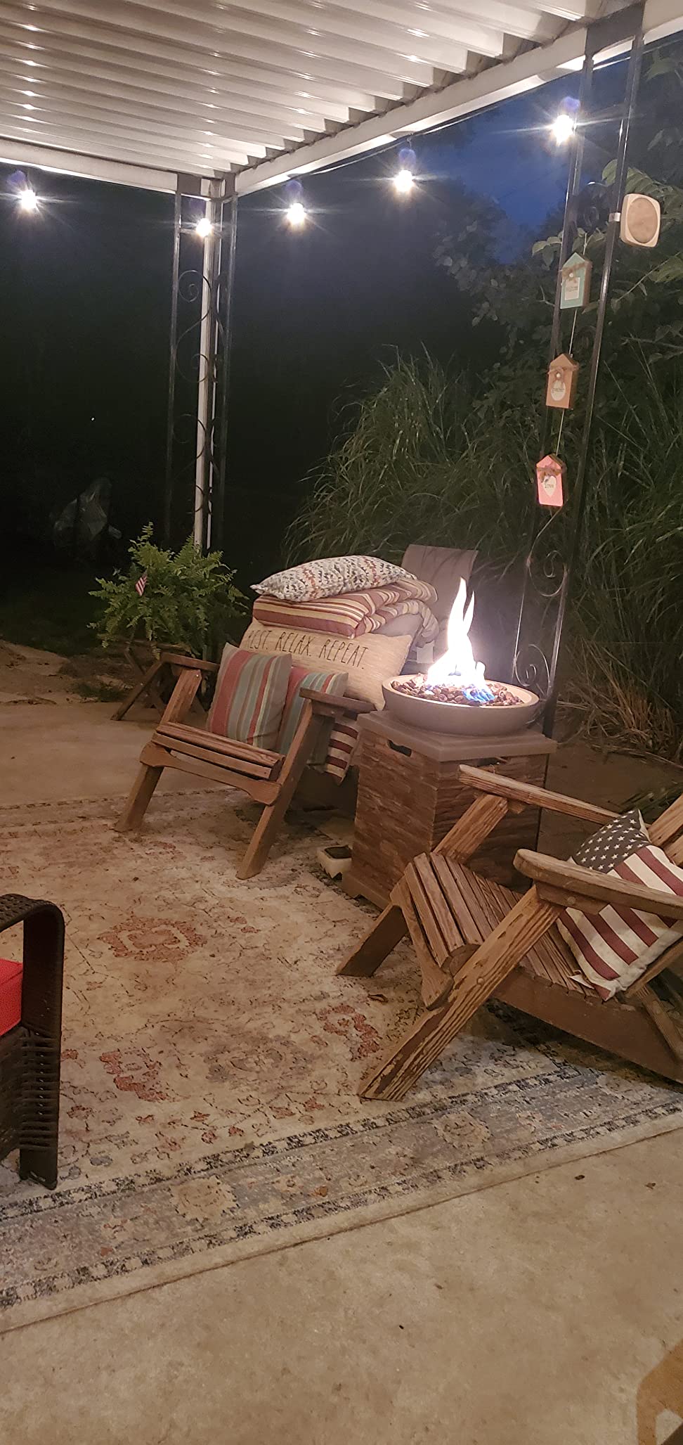 SUNBURY Outdoor Propane Fire Pit, Gas Fire Pit for Outside Patio, Stone Outdoor Fire Table Fire Column 40,000 BTU Propane Fire Tables Firepit Table w Lava Rocks, CSA Certified, Waterproof Cover customer photo 1