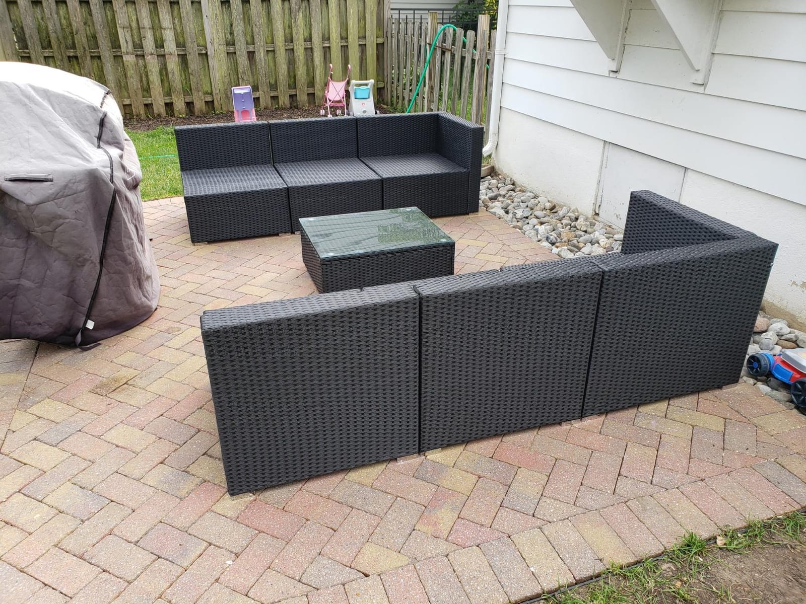 Pamapic 7 Pieces Outdoor Sectional Furniture，Wicker Patio sectional Furniture Sets，All-Weather Rattan Sectional Sofa Conversation Set with Coffee Table and Washable Couch Cushions Covers customer photo 2