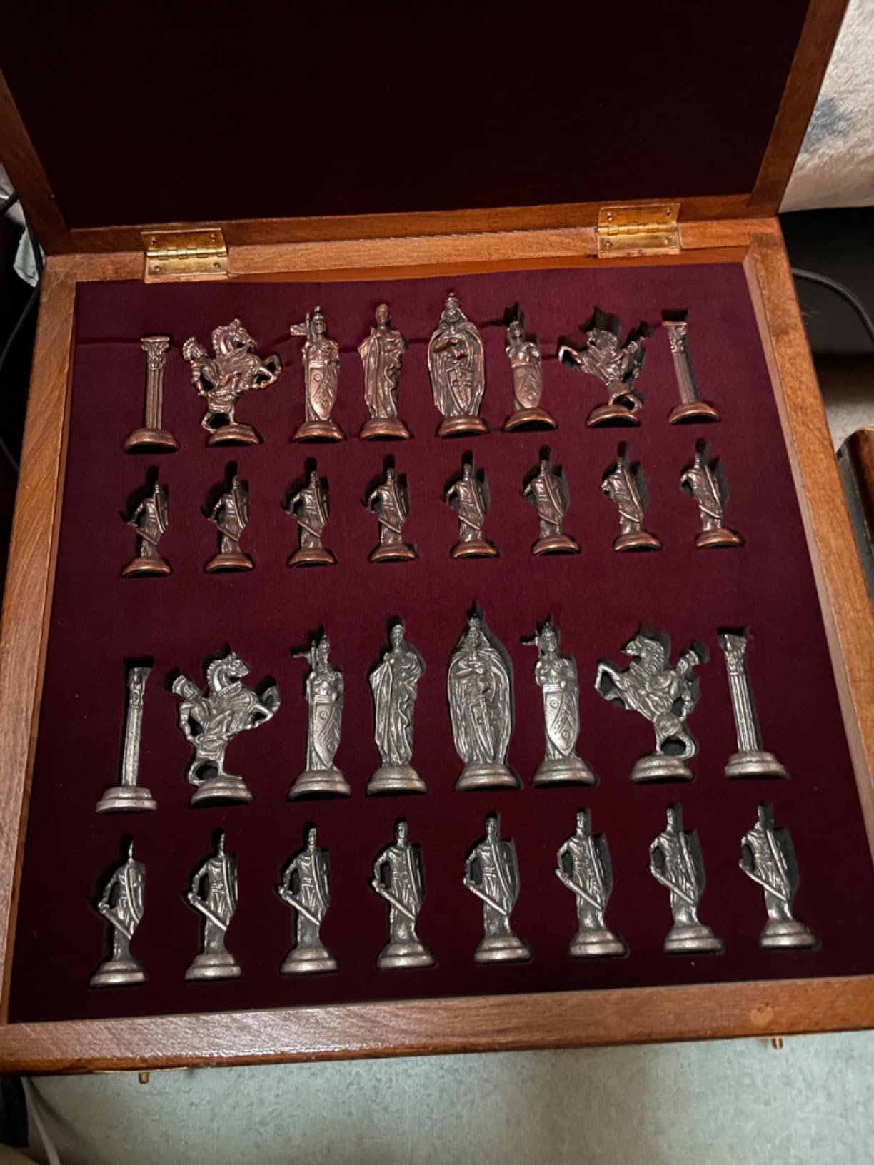 Medieval British Army Antique Copper Metal Chess Set for Adults, Handmade Pieces and Natural Solid Wooden Chess Board with Storage Inside King 3.35inc customer photo 1