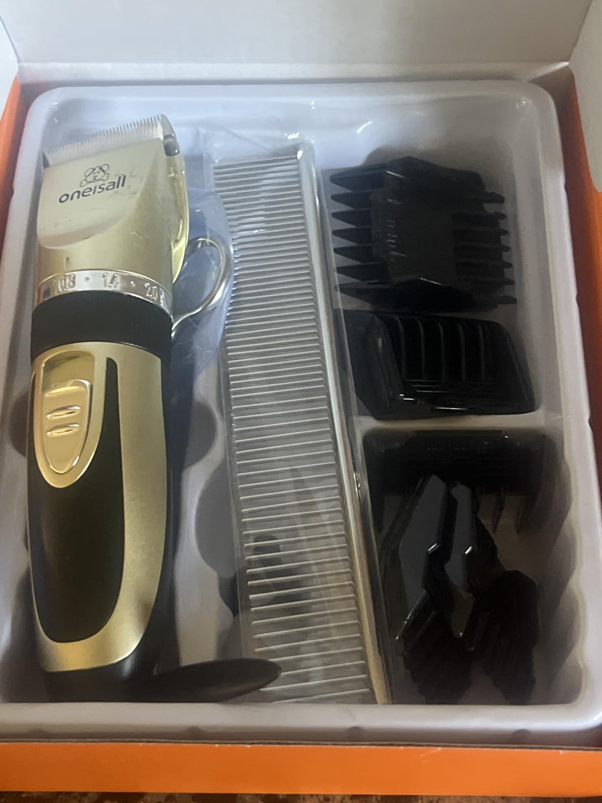 oneisall Dog Grooming Clippers with LED Display for Dogs & Cats | Low Noise Quiet,2-Speed,Cordless Rechargeable,Fast Charge,Detachable,Waterproof,Battery Level Display, Model X2,Gold customer photo 1