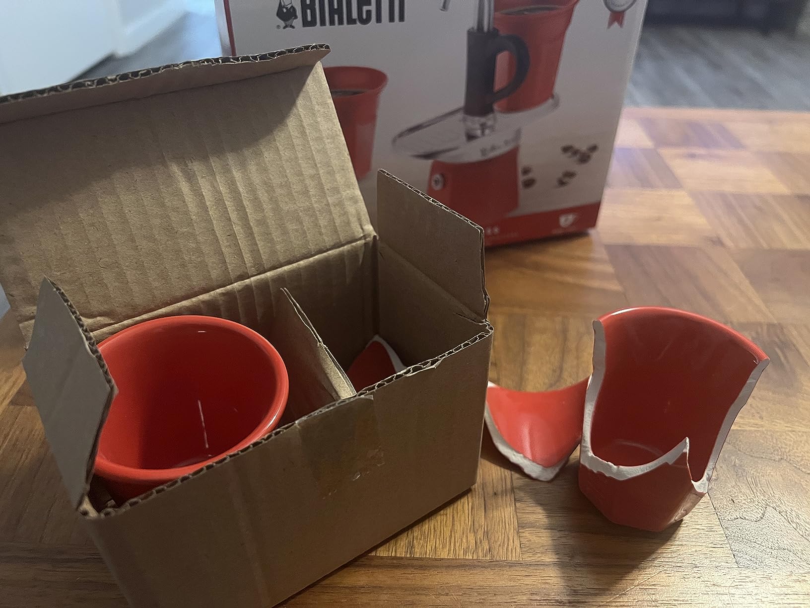 Bialetti - Mini Express Color: Moka Set includes Coffee Maker 2-Cup (2.8 Oz) + 2 shot glasses, Red, Aluminium customer photo 1