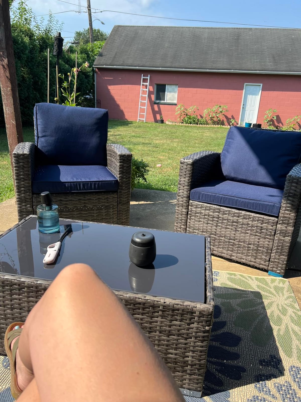 JOIVI Patio Furniture Set, 4 Piece Outdoor Patio Conversation Set, All-Weather PE Rattan Wicker Sectional Patio Sofa Set with Tempered Glass Coffee Table, Brown customer photo 1