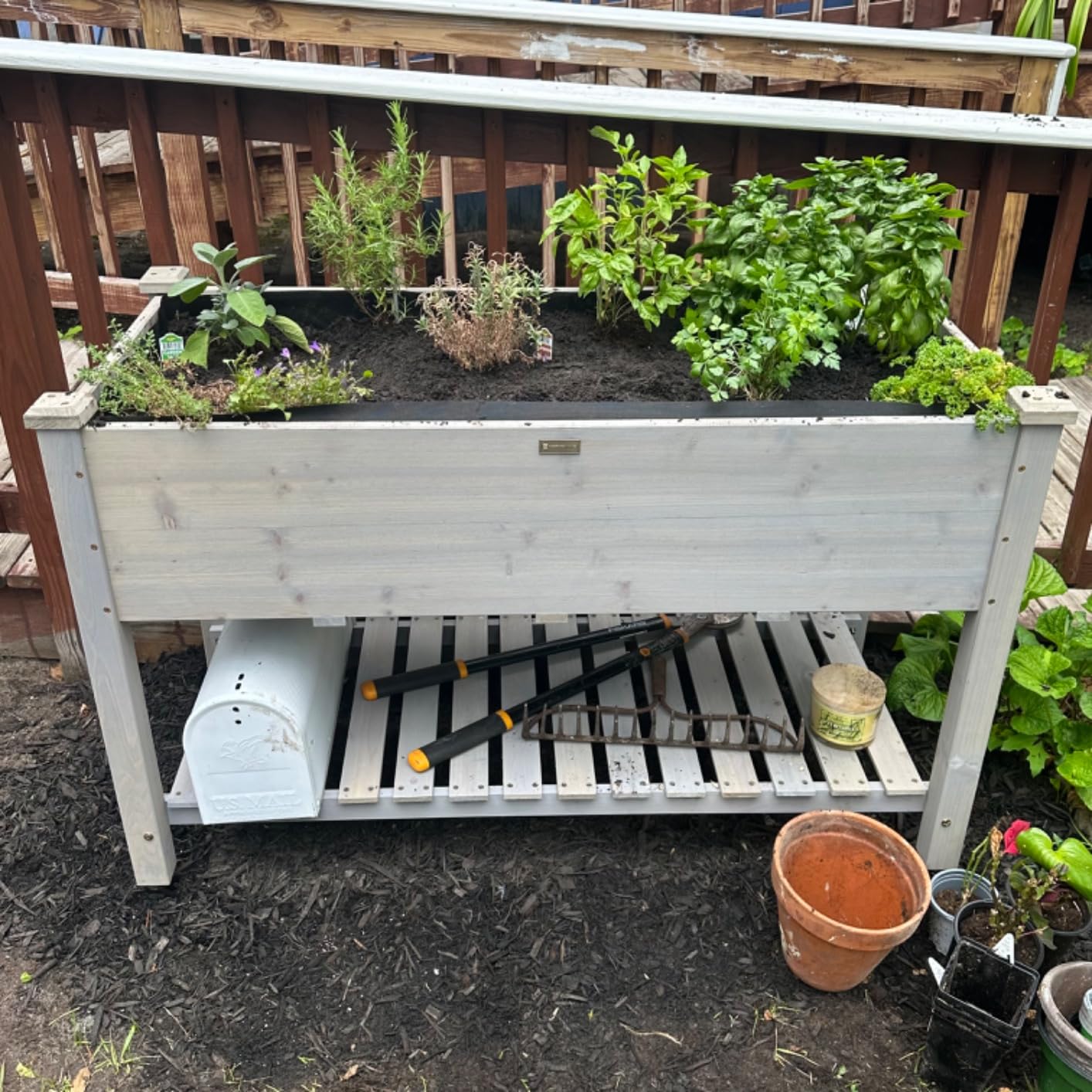 Best Choice Products Raised Garden Bed 48x24x32-inch Mobile Elevated Wood Planter w/Lockable Wheels, Storage Shelf, Protective Liner - Natural customer photo 2