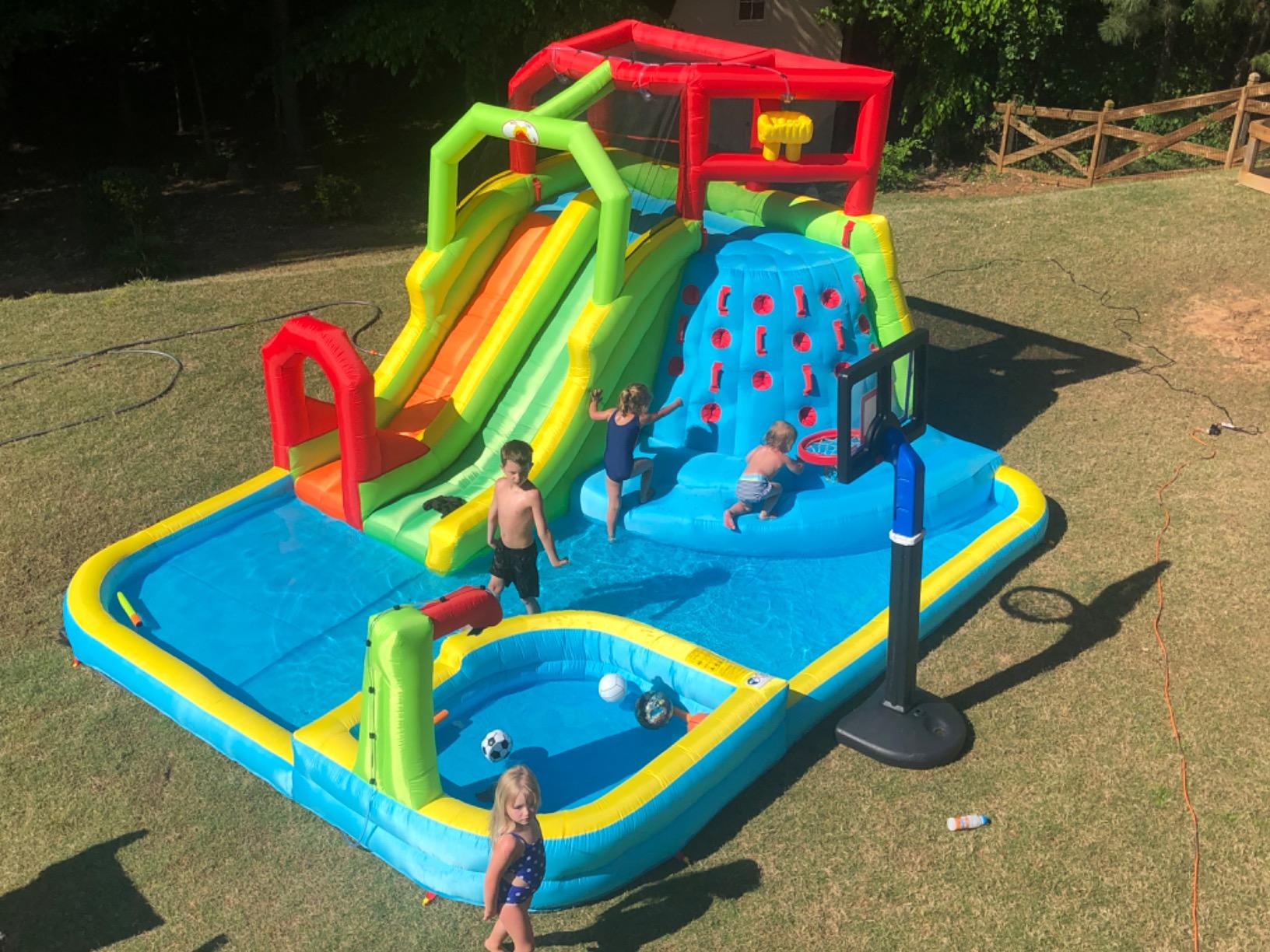 WELLFUNTIME Inflatable Water Slide Park, Bouncy Castle with Deep Pool, 191 x 157.5 x 100 Inch, Jumping Castle with Air Blower customer photo 1