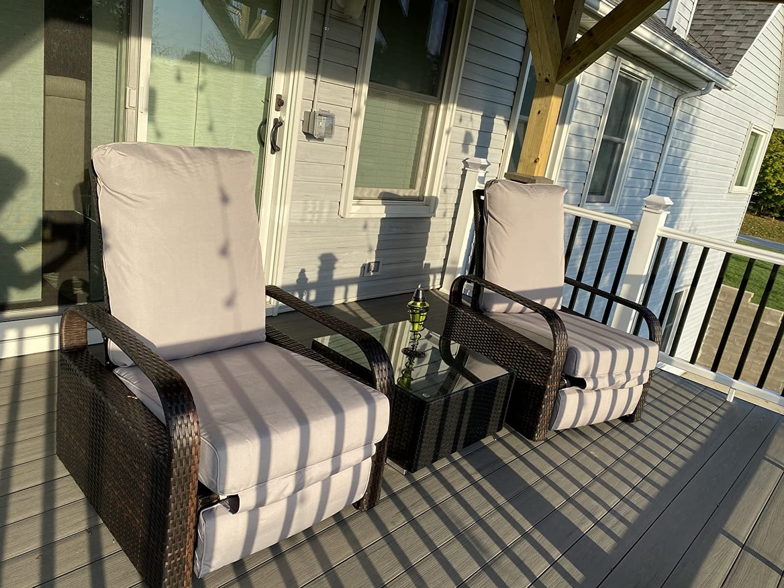 ATR ART TO REAL Outdoor Recliner, Outdoor Wicker Recliner Chair with 5.5'' Thickness Cushions, Automatic Adjustable Rattan Patio Chaise Lounge Chairs, Aluminum Frame, Anti-UV and Rustless (Dark Brown) customer photo 1