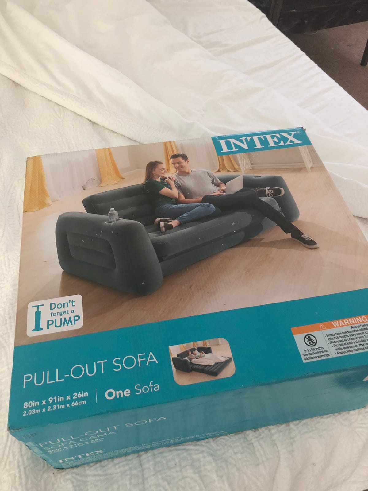 Intex Inflatable Pull-Out Sofa Convertible Queen Size Air Mattress, 2-Pack | 66552EP - Portable Airbed, Lounger & Sleeper Couch (Pump Not Included) customer photo 1