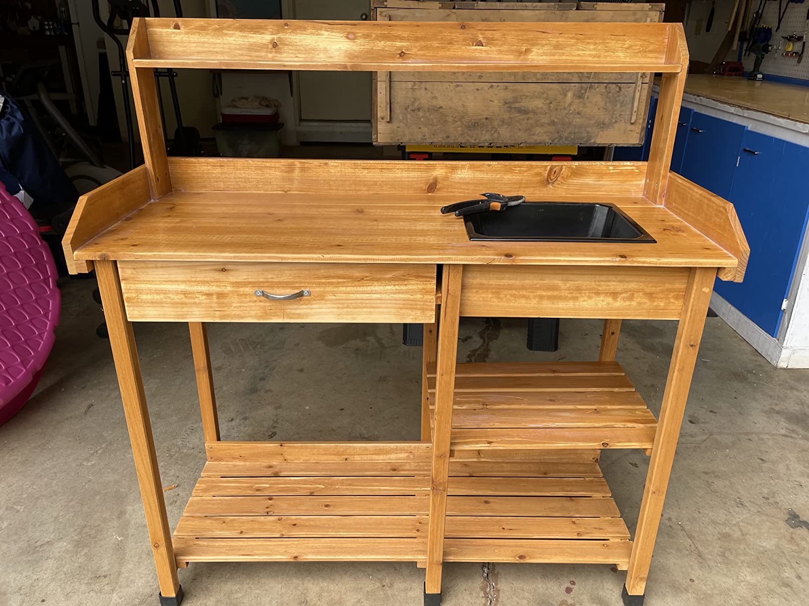 Topeakmart Outdoor Potting Bench with Sink for Patio, Garden Table, Gray customer photo 1