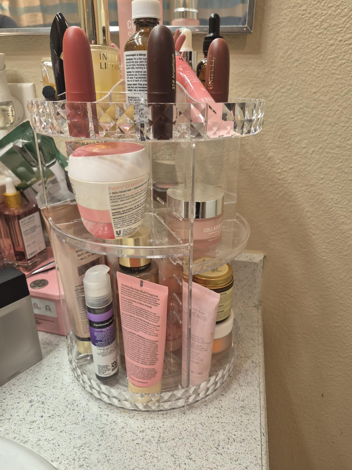Makeup Organizer 360 Degree Rotating 7 Adjustable Layers Large Capacity Cosmetic Organizer Transparent Make Up Organizers and Storage customer photo 1