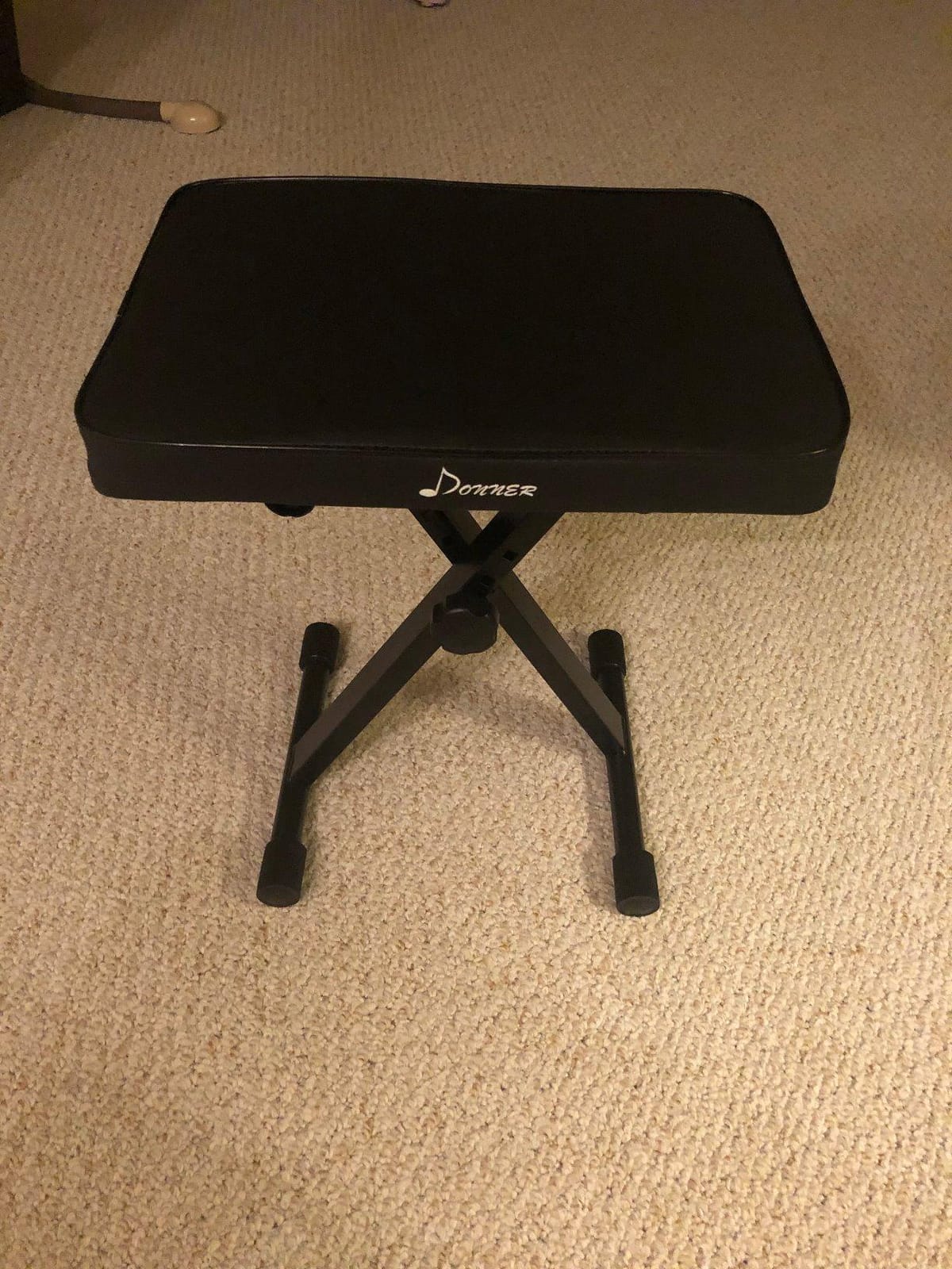 Donner Piano Bench, Adjustable Keyboard Bench Portable Stool Collapsible Chair Foldable Seat X-Style, 2.4 Inch Thickness High-Density Sponge Padded, Non-Skid Design, Black customer photo 2