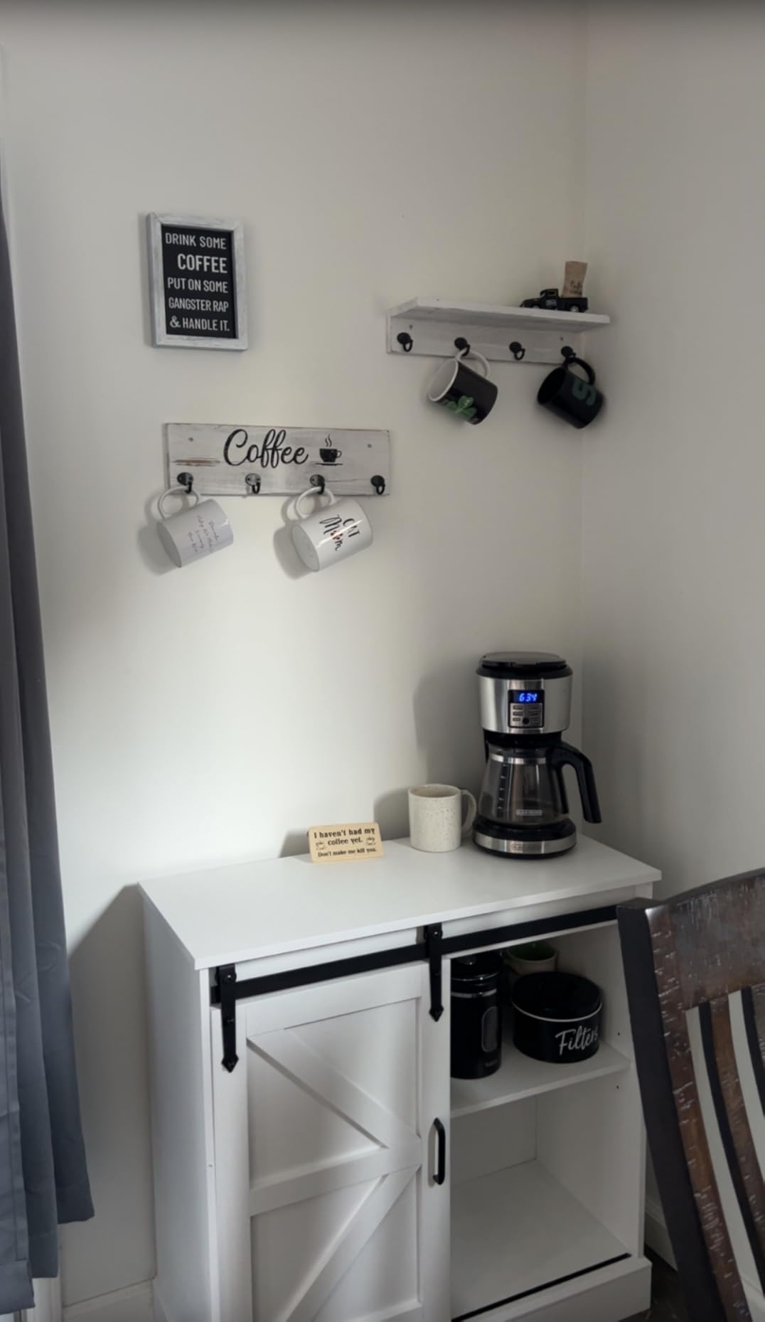 Mkono Coffee Bar Sign, 2 Sides Farmhouse Wood Sign with Funny Sayings Decor customer photo 2