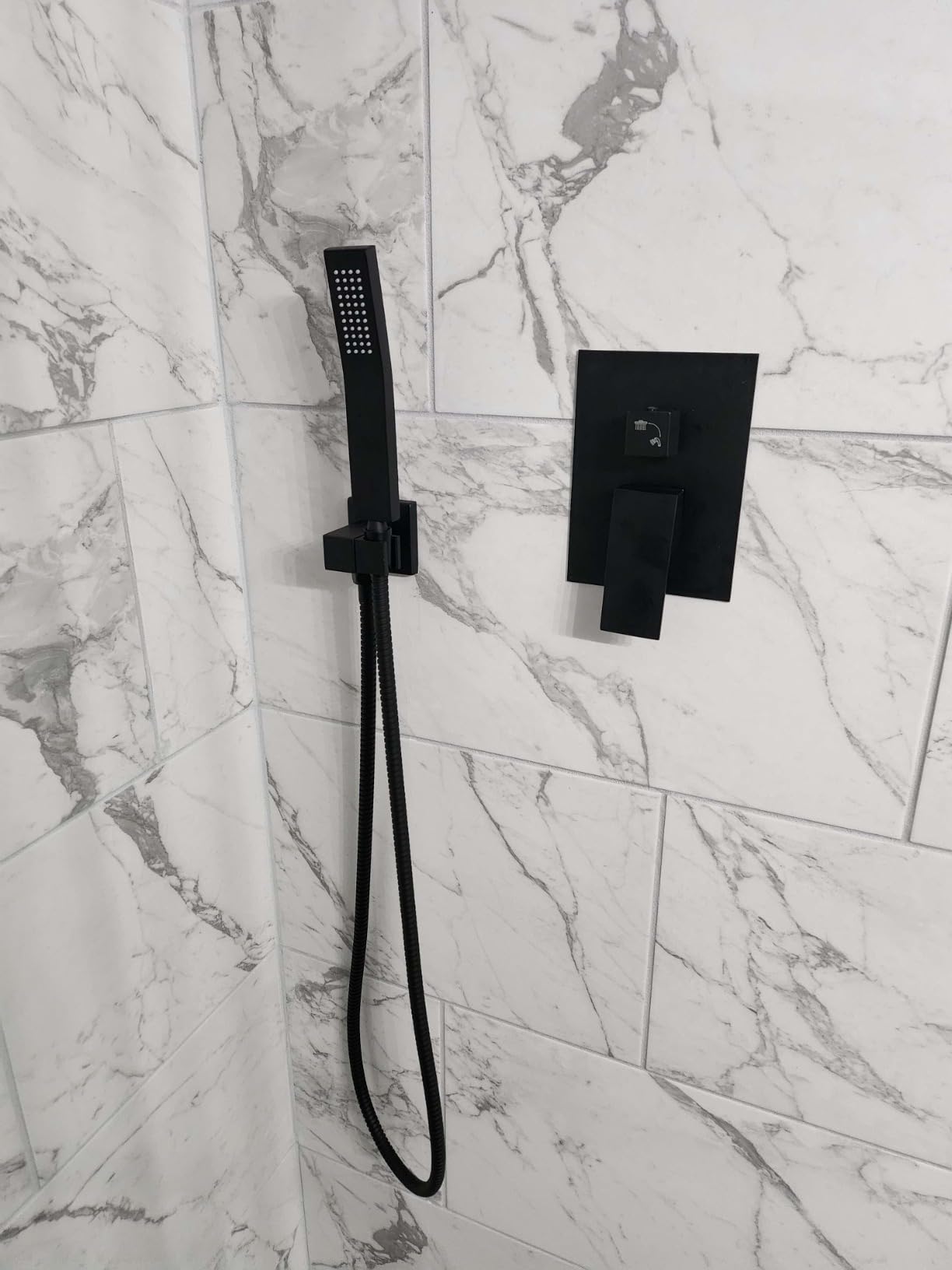 Aolemi Ceiling Shower Faucet with Handheld 12 Inch Head Matte Black customer photo 1