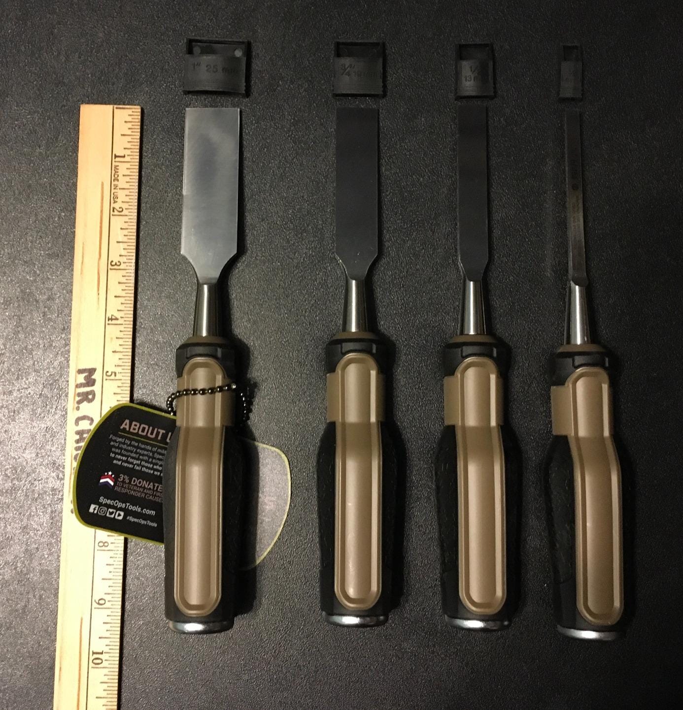Spec Ops Tools Wood Chisel for Carpentry & Woodworking, Beveled Edge High-Carbon Steel Blade, Full Tang Shock-Absorbing Grip, 4-Piece Set customer photo 1