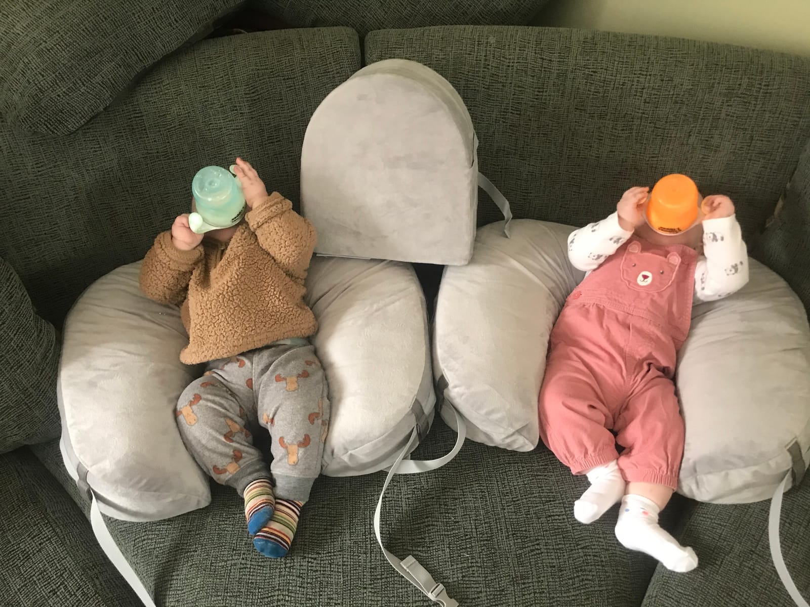 TwinGo Pillow for Twins – Tandem Breastfeeding & Bottle Feeding Nursing Pillow – Adjustable XS to Plus Size – Feeding Support for Parents of Twins (Neutral Color) customer photo 2