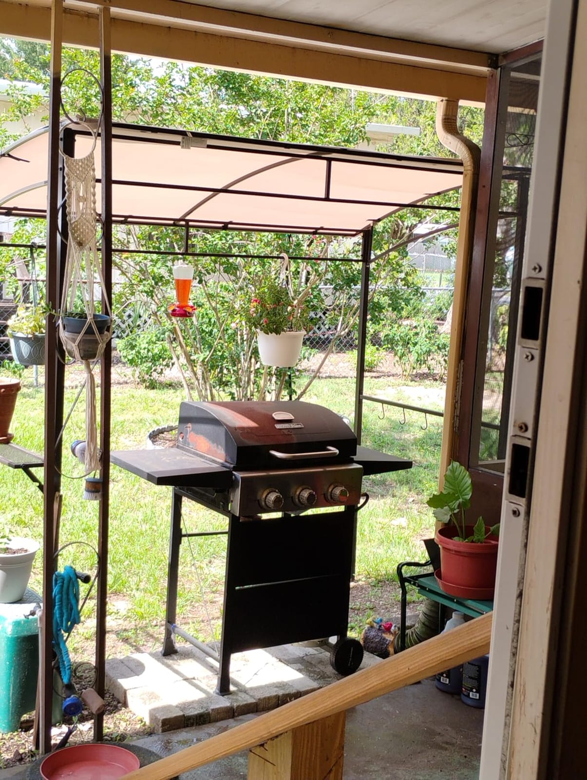 Tangkula 7ft Grill Gazebo, Patio Barbecue Canopy with Serving Shelf and Storage Hooks, Curved Grill Shelter w/Heavy-Duty Steel Frame Sunshade Gazebo for Outdoor Garden (Coffee) customer photo 2