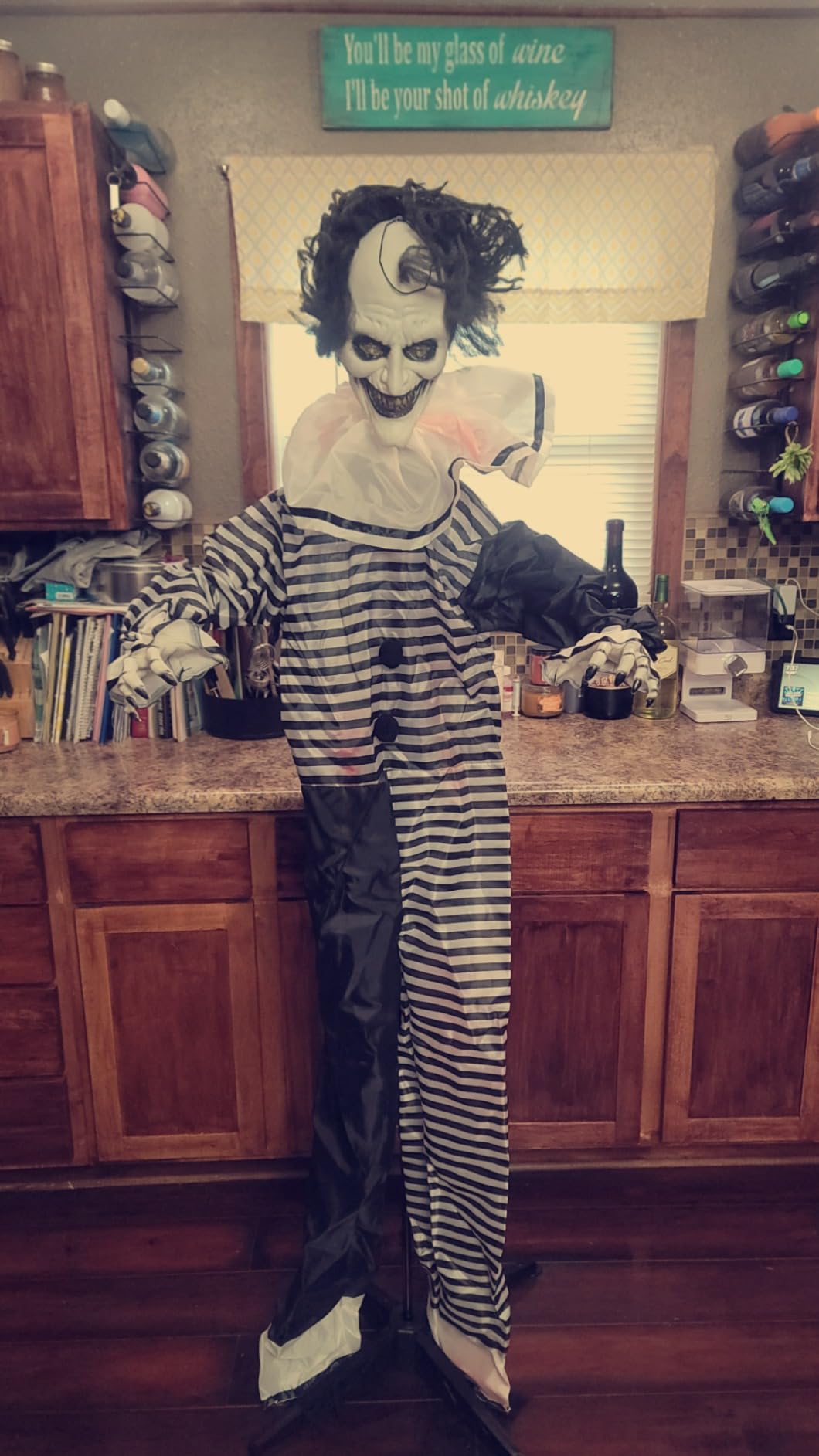 Haunted Hill Farm Life-Size Scary Talking Clown, Halloween Animatronic with Motion and Touch Activated Lights and Sounds, Battery Operated Indoor or Covered Outdoor Halloween Decorations customer photo 1