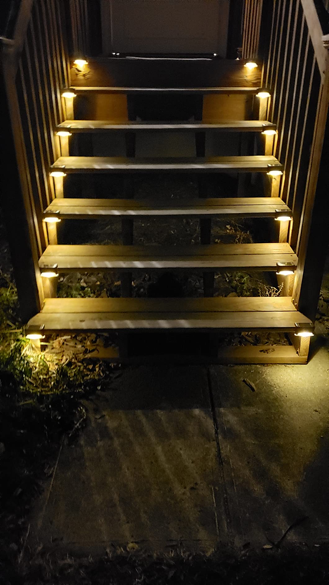 GIGALUMI Led Solar Deck Lights, 16 Pack, Waterproof, Warm White | LED Solar Deck Lights for Outdoor Stairs, Step, Fence, Railing, Yard and Patio customer photo 1