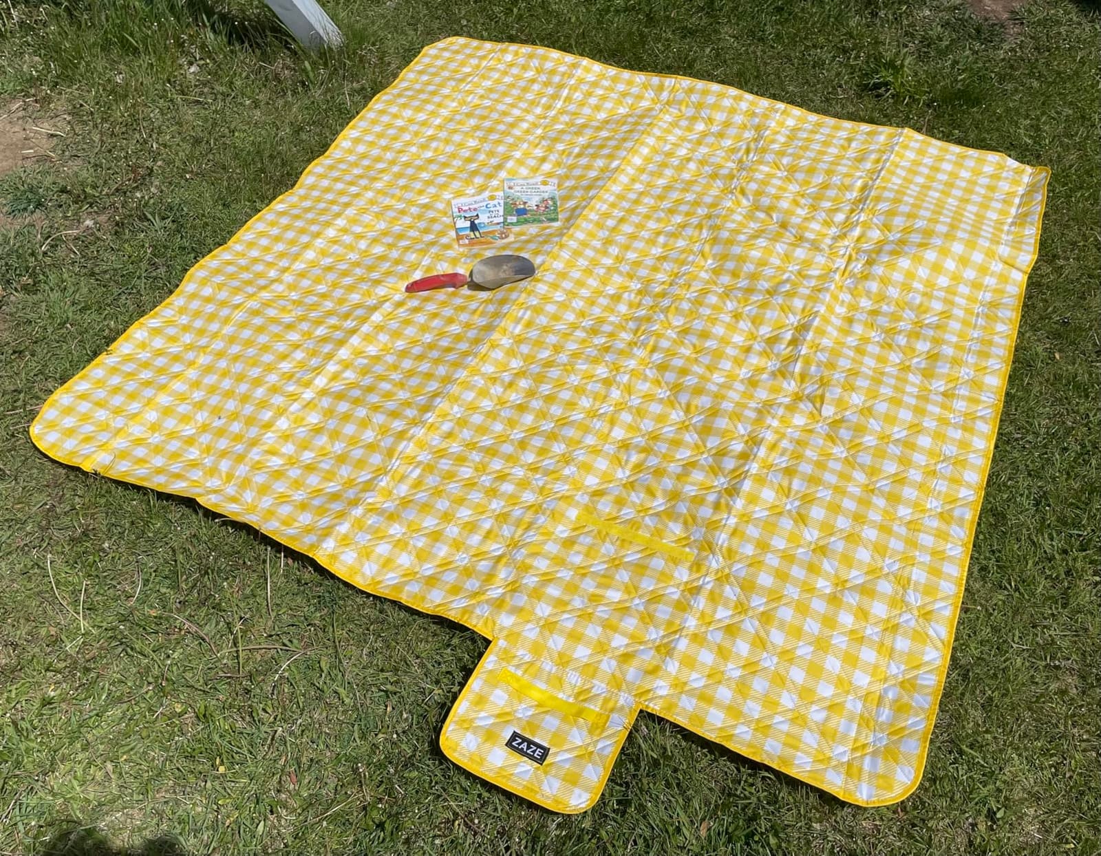 ZAZE Extra Large Picnic Outdoor Blanket, 80''x80'' Waterproof Foldable Blankets Gingham Picnic Mat for Beach, Camping Grass Lawn Park Accessories Cute Couple Gifts Ideas Wedding Registry(Green White) customer photo 1