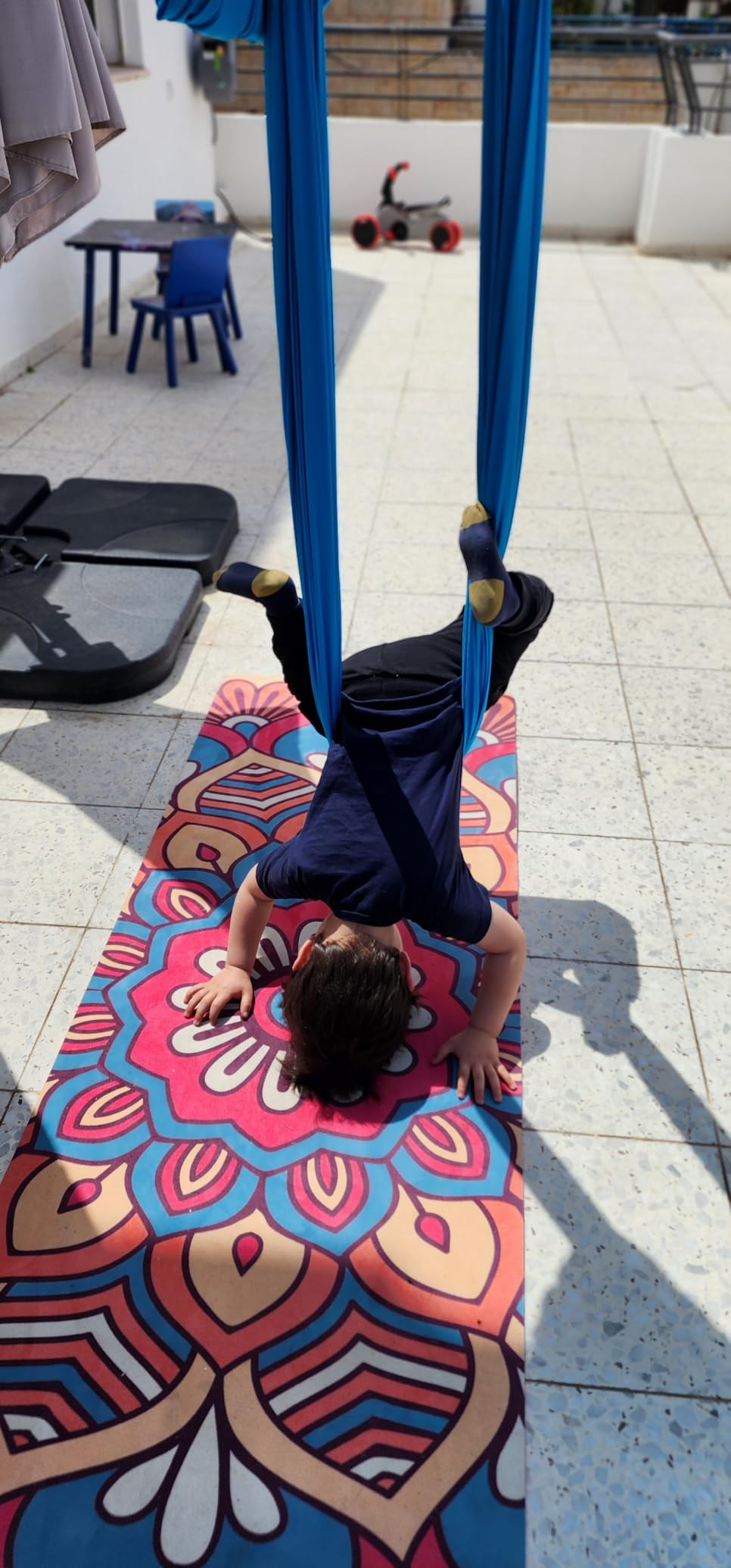 5.5 Yards Aerial Silks Yoga Swing Set - Aerial Yoga Hammock Kit Anti-Gravity Flying for Fitness, Low/Non Stretch Nylon Tricot Fabric Hardware Included for Dance customer photo 2