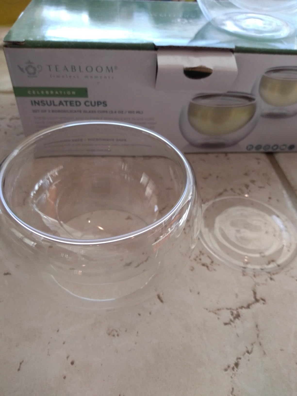 Teabloom Teacups - Double Walled Insulated Glasses - Set of 2 (3.4oz / 100ml) Heatproof Borosilicate Tea and Espresso Cups - Celebration Teacup Collection customer photo 1