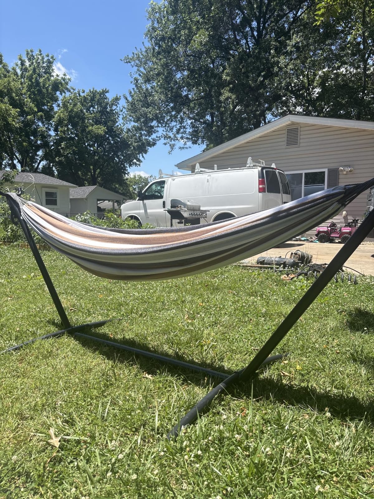 PNAEUT Double Hammock with Stand for Outside, Heavy-Duty, Portable (Coffee) customer photo 1