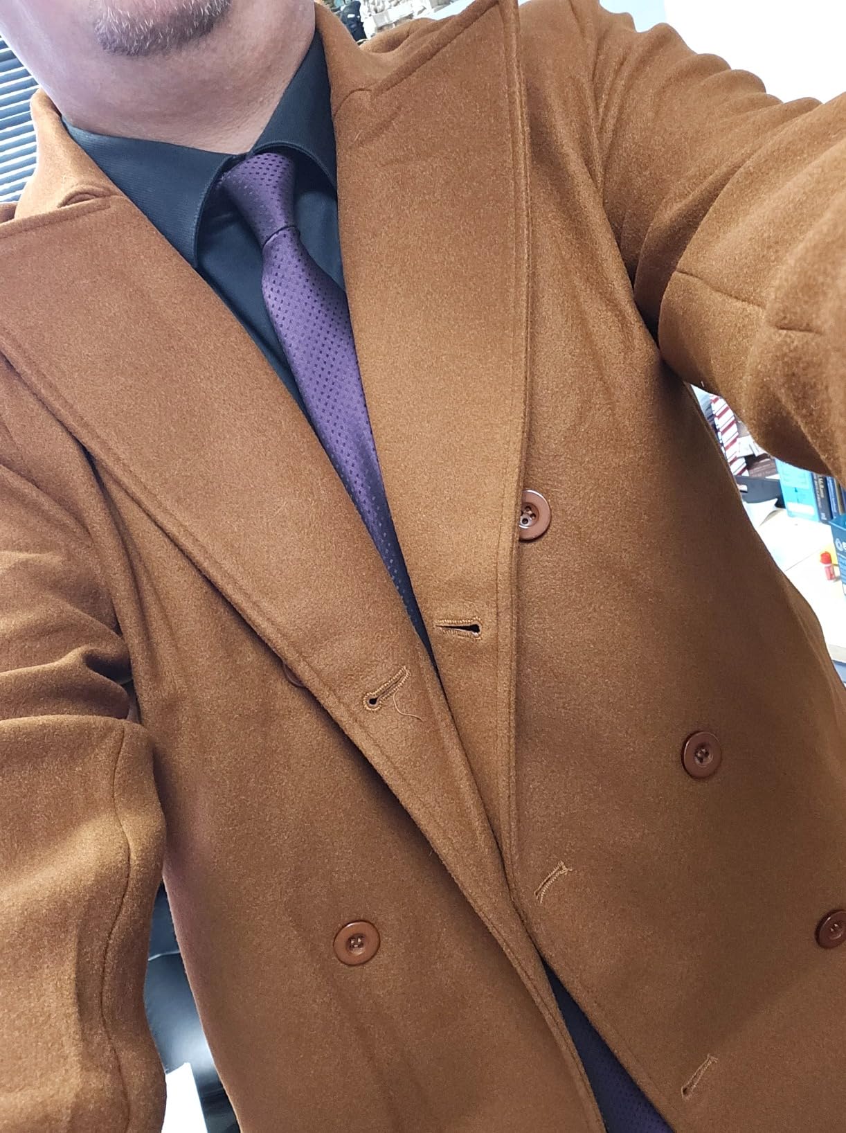 Bbalizko Mens Classic Pea Coat Notched Collar Double Breasted Slim Fit Winter Warm Heavyweight Trench Coats customer photo 1